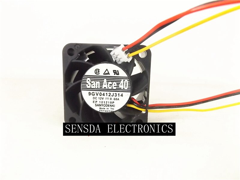 Sanyo Denki 9GV0412J314 40x40x28mm 12V DC 0.60A 3-Wire Axial Cooling Fan