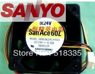 Sanyo Denki Sanyo109L0624G4H03 60x60x25mm 24V DC 0.12A Axial Cooling Fan