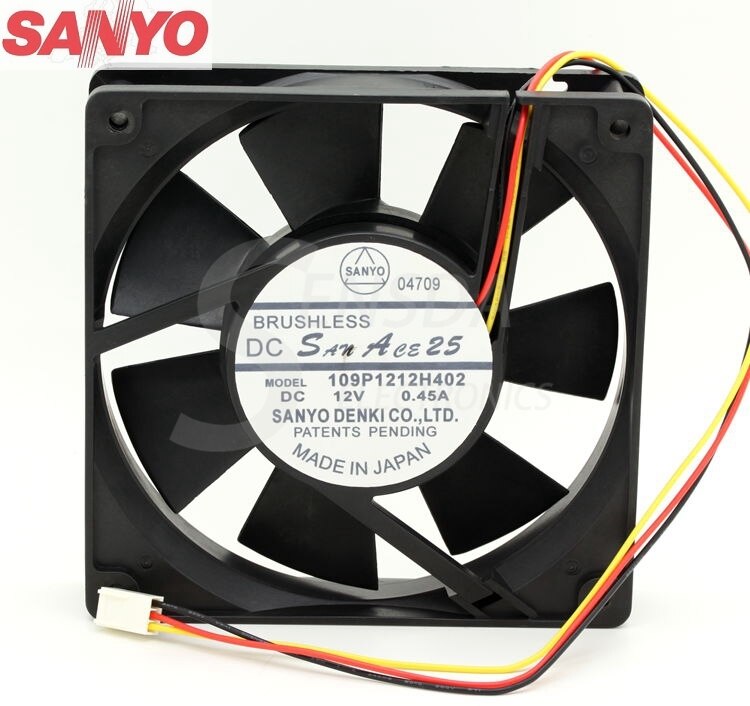 Sanyo Denki 109P1212H402 120x120x25mm 12V DC 0.45A Axial Cooling Fan