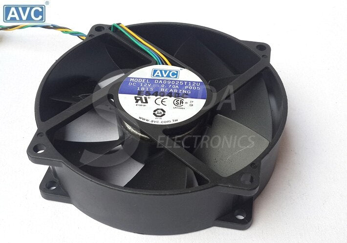 AVC DA09025T12U 95x95x25mm 12V DC 0.7A 4-Wire Axial Cooling Fan