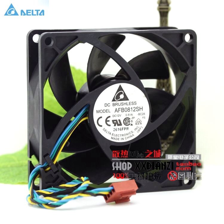 Delta AFB0812SH 80x80x25.4mm 12V DC 0.34A Axial Cooling Fan