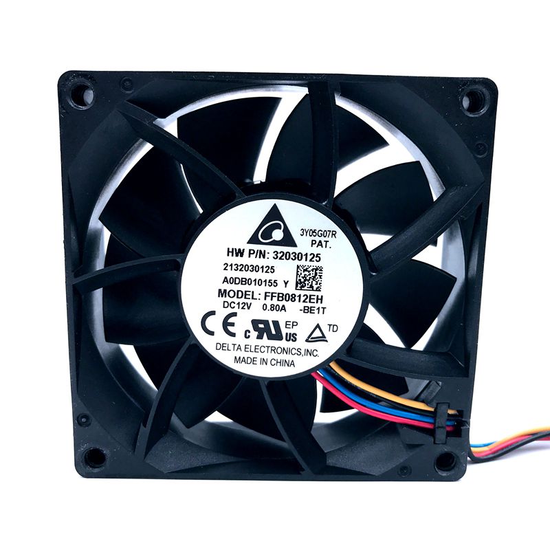 Delta FFB0812EH-BE1T 80x80x25mm 12V DC 0.80A 4-Wire DC Axial Fan