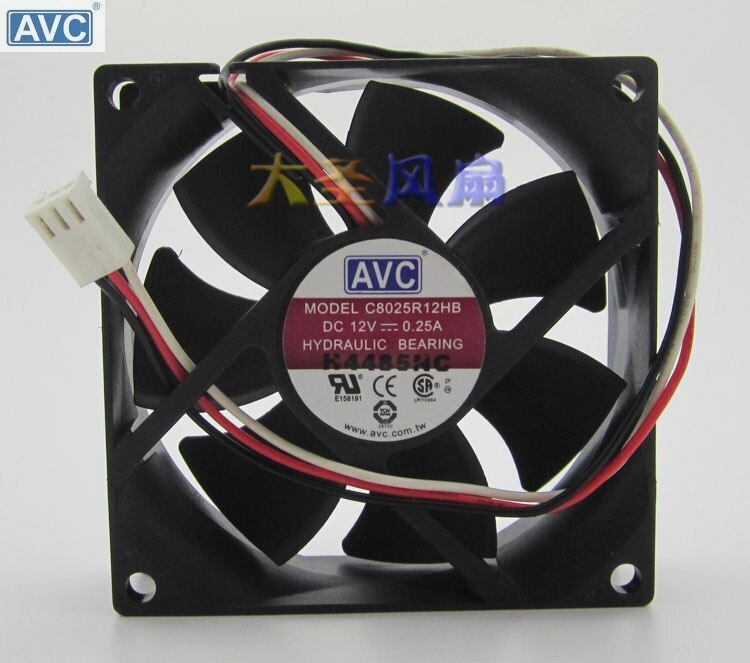AVC C8025R12HB 80x80x25mm 12V DC 0.25A Axial Cooling Fan