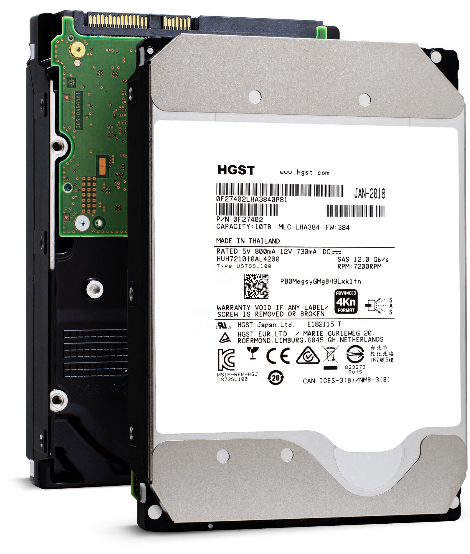 HGST Ultrastar He10 HUH721010AL4200 0F27402 10TB 7.2K RPM SAS 12Gb/s 4Kn 256MB 3.5" ISE Hard Drive