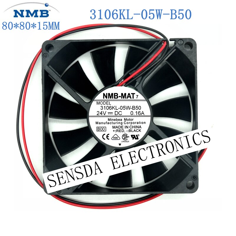 NMB 3106KL-05W-B50 80x80x15mm 24V DC 0.16A Axial Cooling Fan