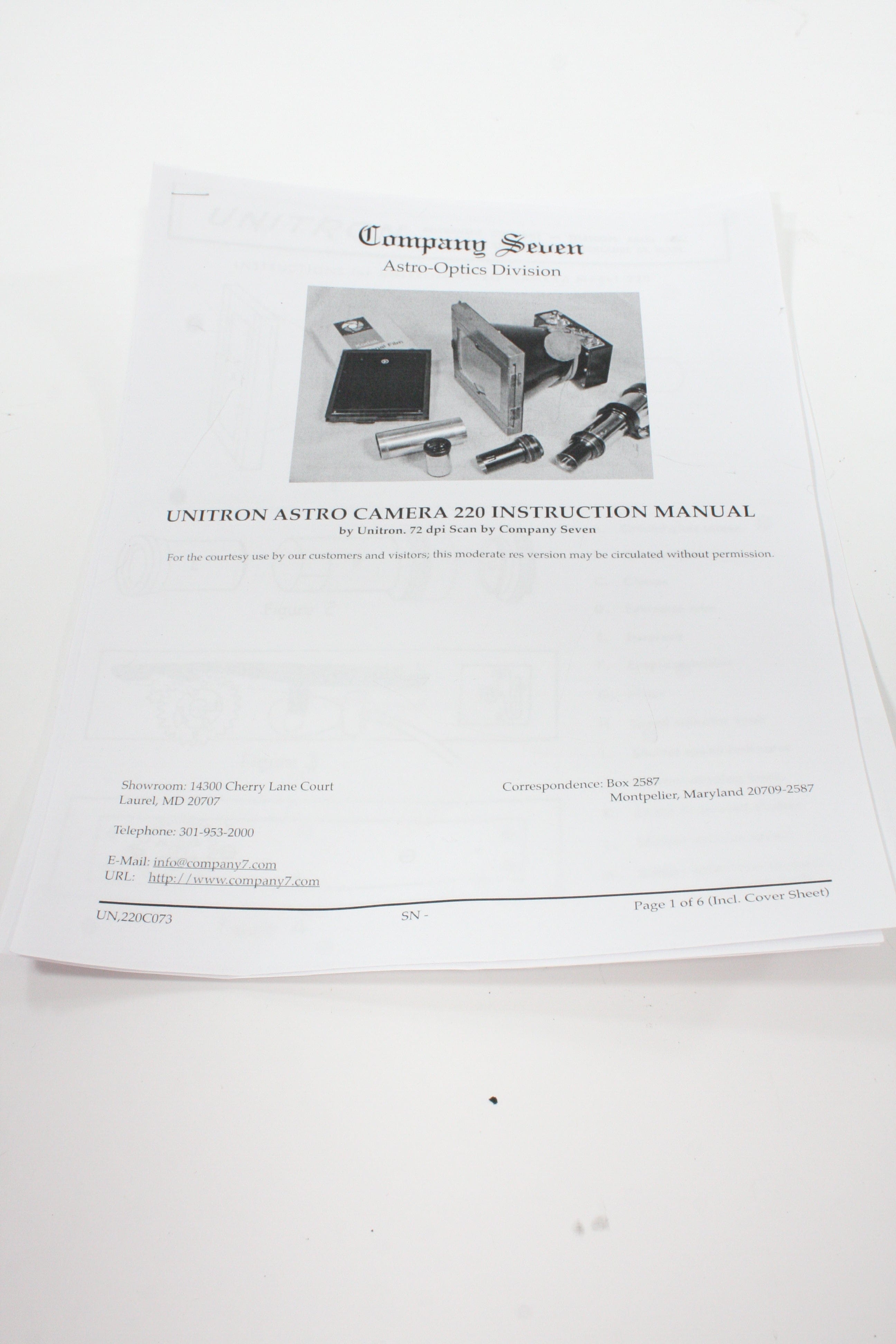 Unitron Astro-Camera (Model 220)