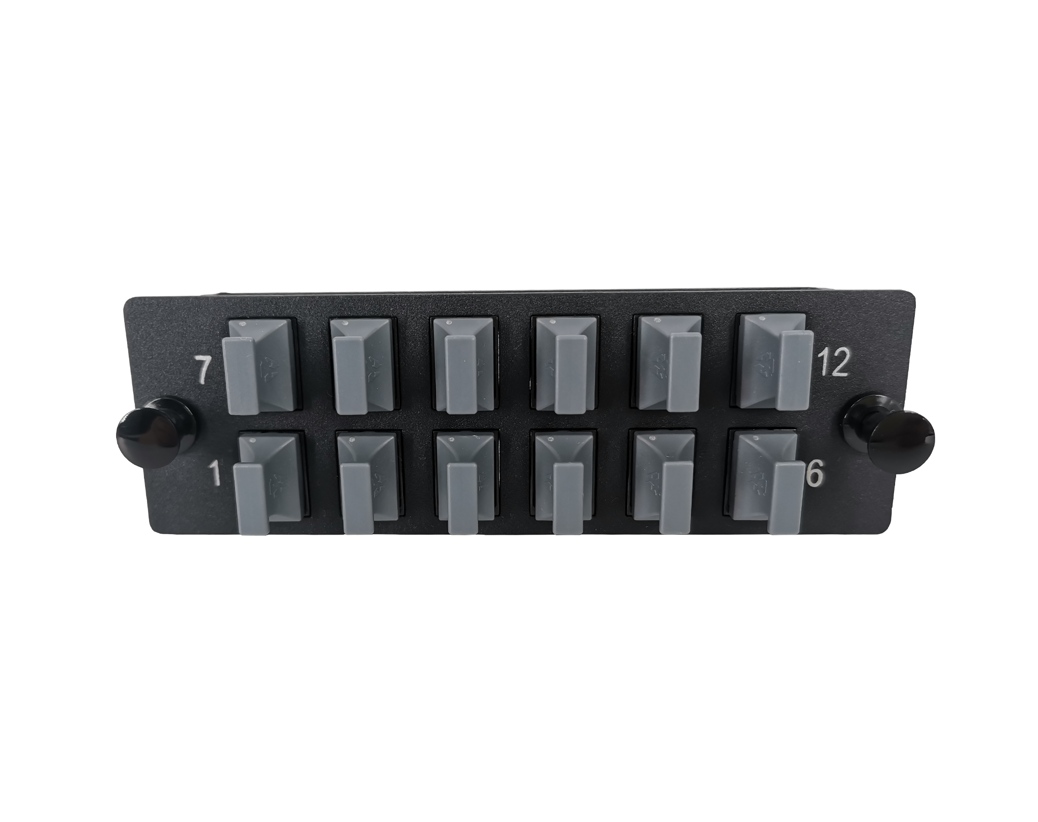 FHD Fiber Adapter Panel, OS2/OM3/OM4, 12x MTP? Key Up to Key Down (Black) Adapter, Ceramic Sleeve