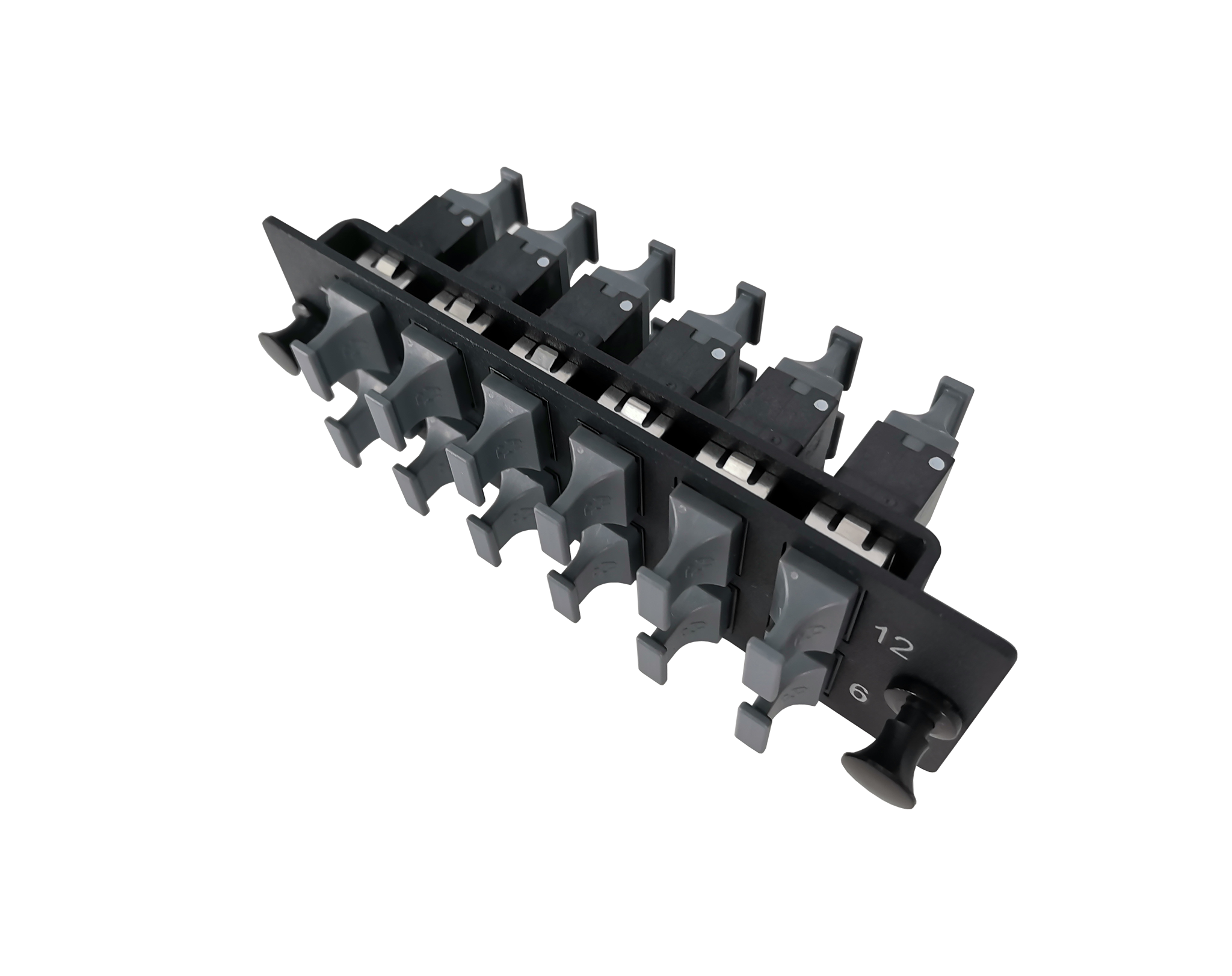 FHD Fiber Adapter Panel, OS2/OM3/OM4, 12x MTP® Key Up to Key Down (Black) Adapter, Ceramic Sleeve
