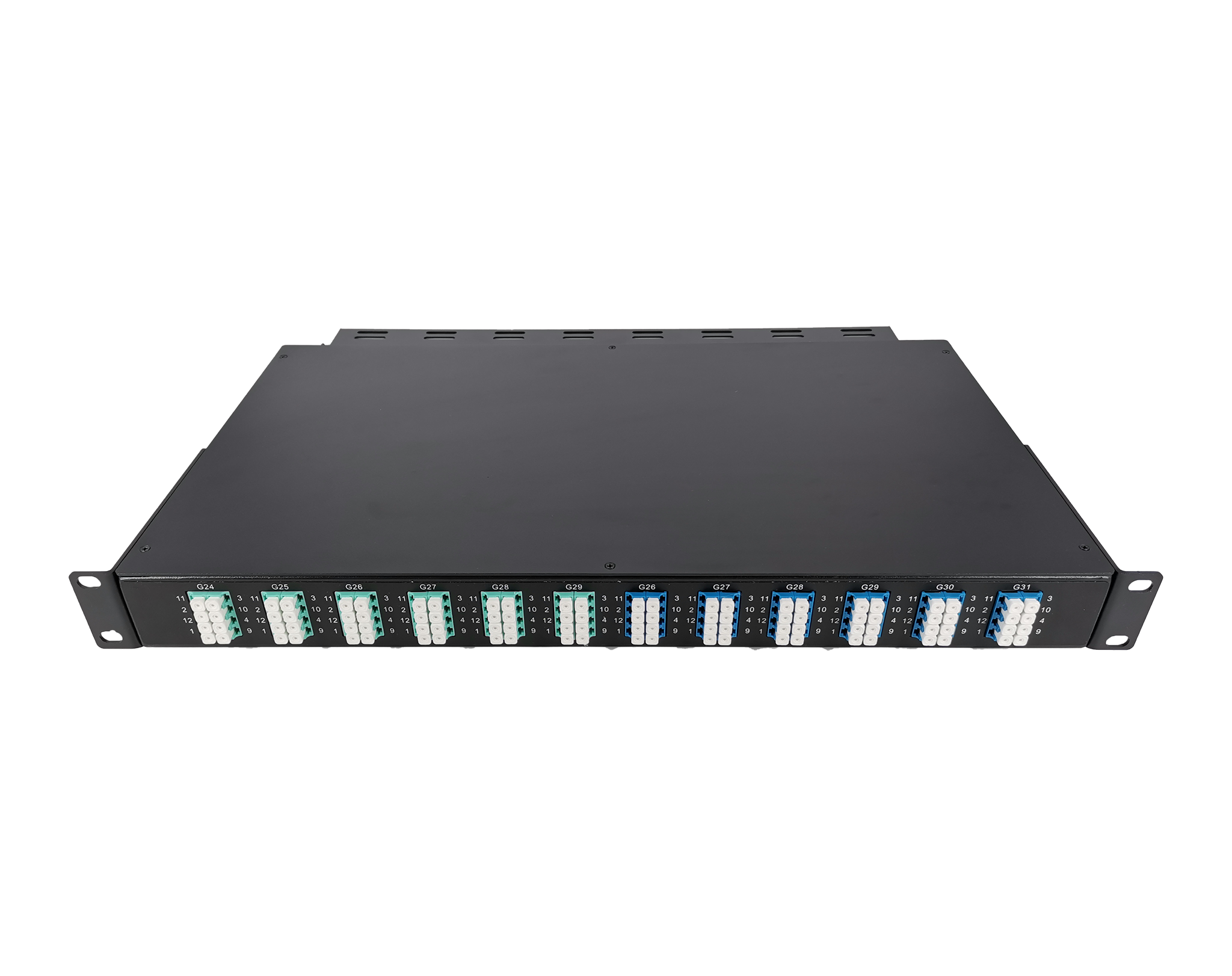 2x MTP-8, 96 Fibers LC OS2 Single Mode, Universal Polarity, HD1U 1U Breakout Cassette, 40G/100G to 10G/25G