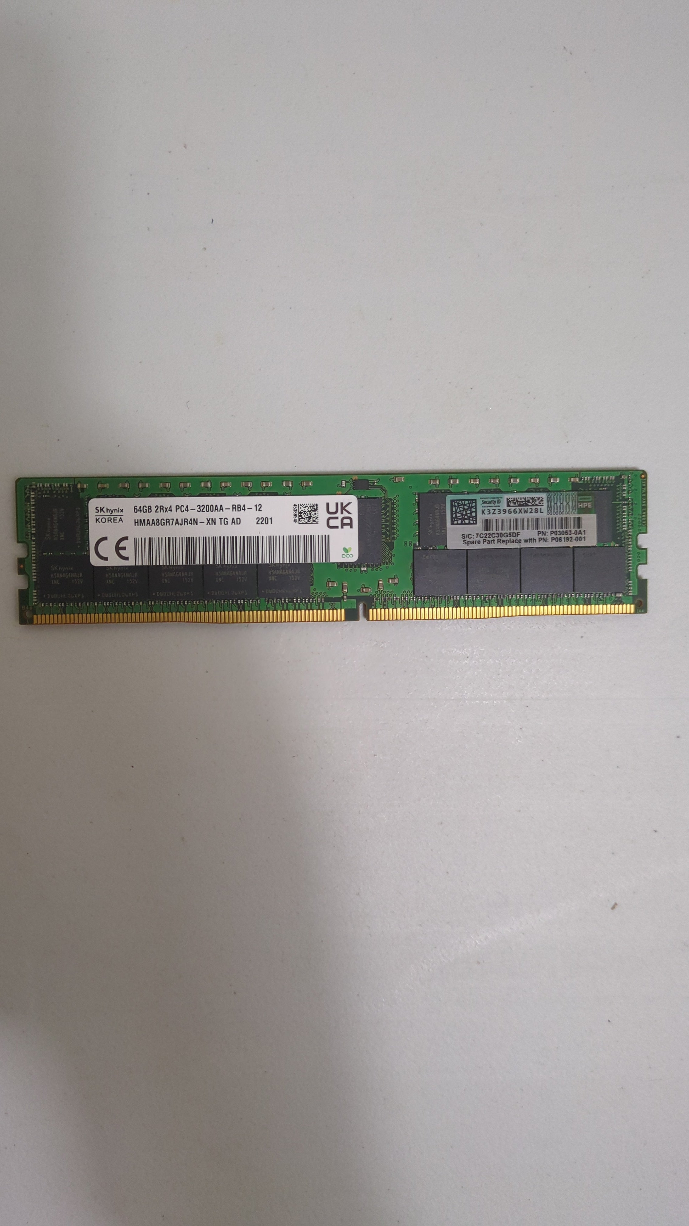 HMAA8GR7AJR4N-XN 64GB 2Rx4 PC4 — 3200AA — RB2 — 12 P03053-0A1 P06192-001