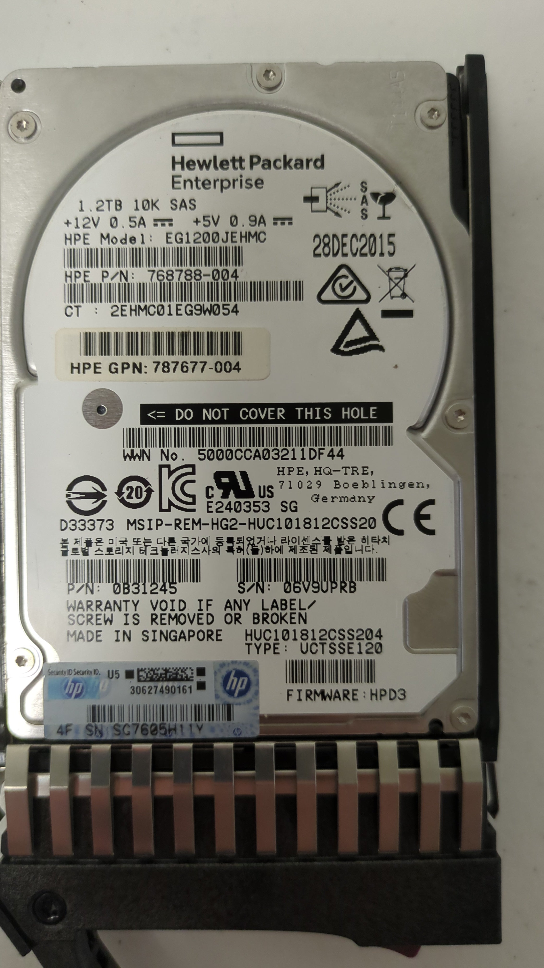 HPE 0B31245 - MSA 1.2TB 10K SAS HDD Label Detail | Alo Tech Solutions