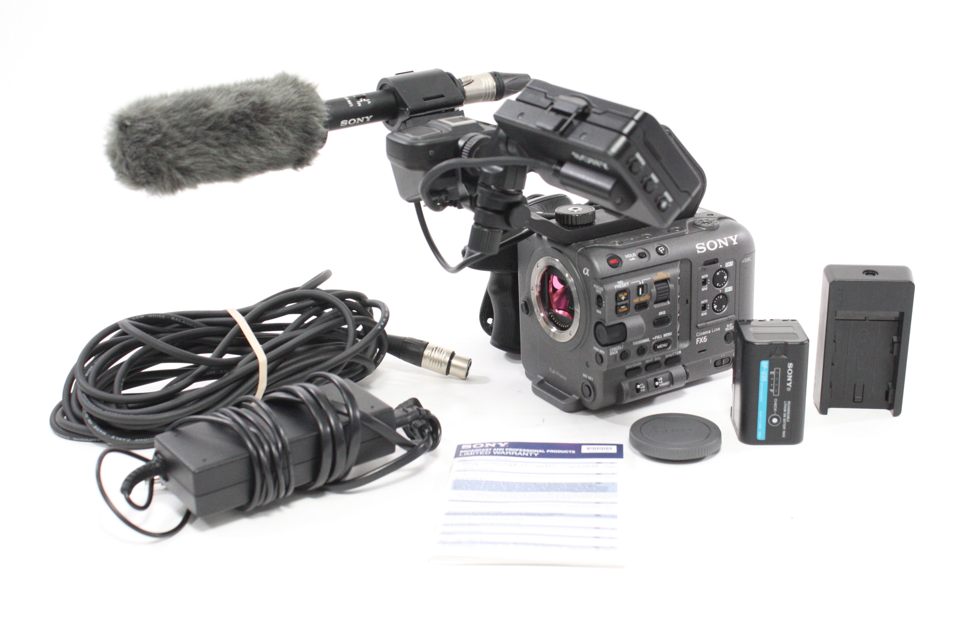 Sony FX6 Cinema Camera with Grip, Monitor and ECM-VG1 Mic with 34 Hours