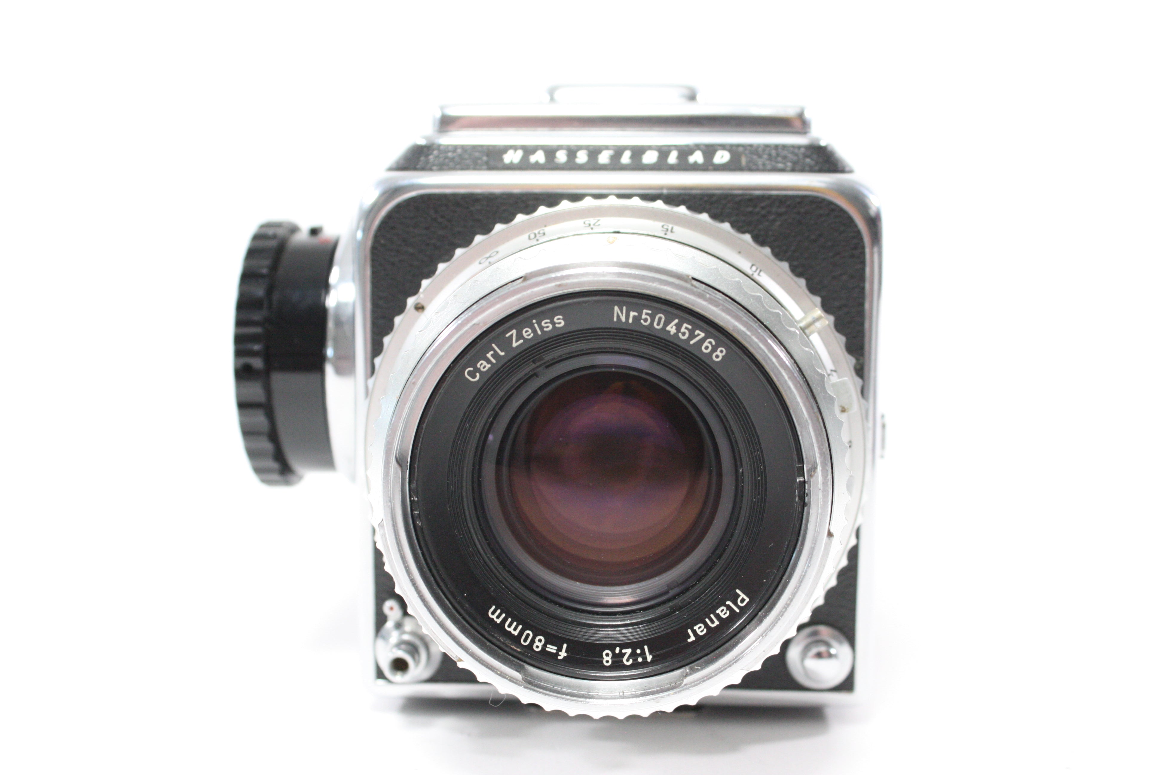 Hasselblad 500C Camera with Planar 80mm f/2.8 Lens, 120 A12 Film Back, Waist Level Viewfinder and BrightScreen Proscreen 20/20 Focus Screen