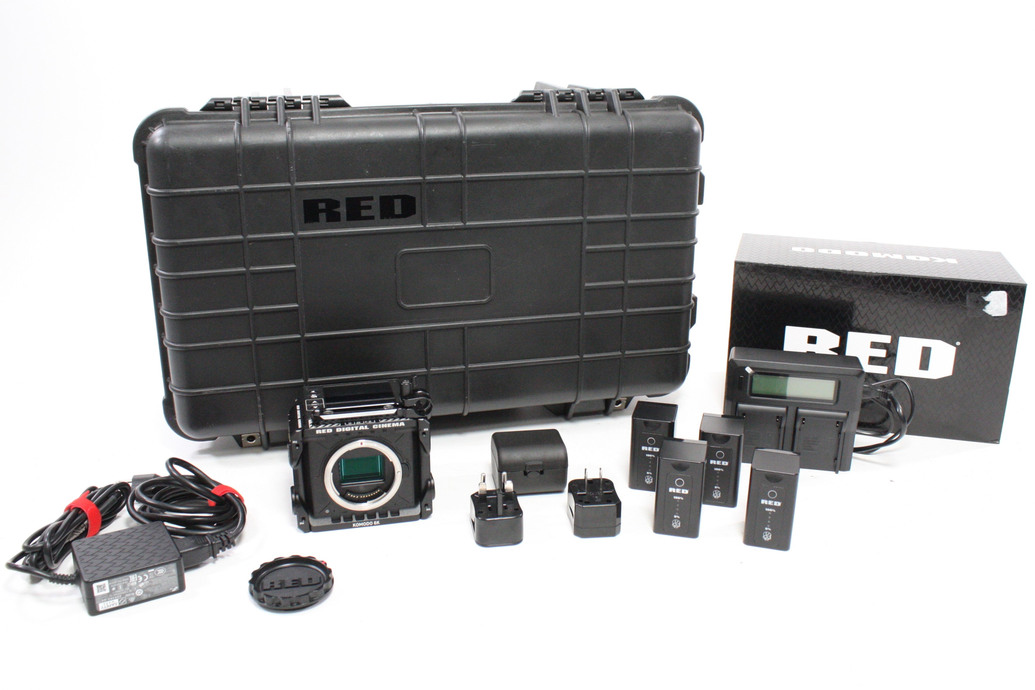 Red Komodo 6K Digital Cinema Camera with 64.9 Hours with GDU Quantum Baseplate and Apache 5800 Case