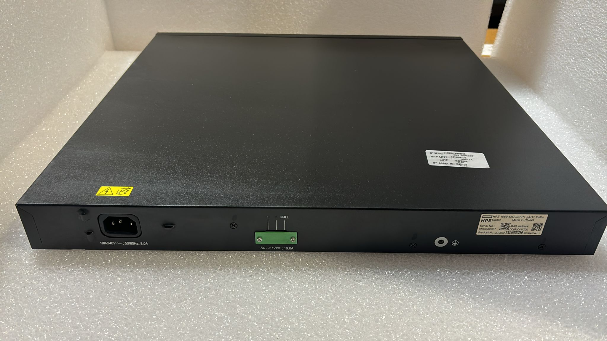 HP JG963A 1950-48G PoE+ Switch - Rear View | Alo Tech Solutions