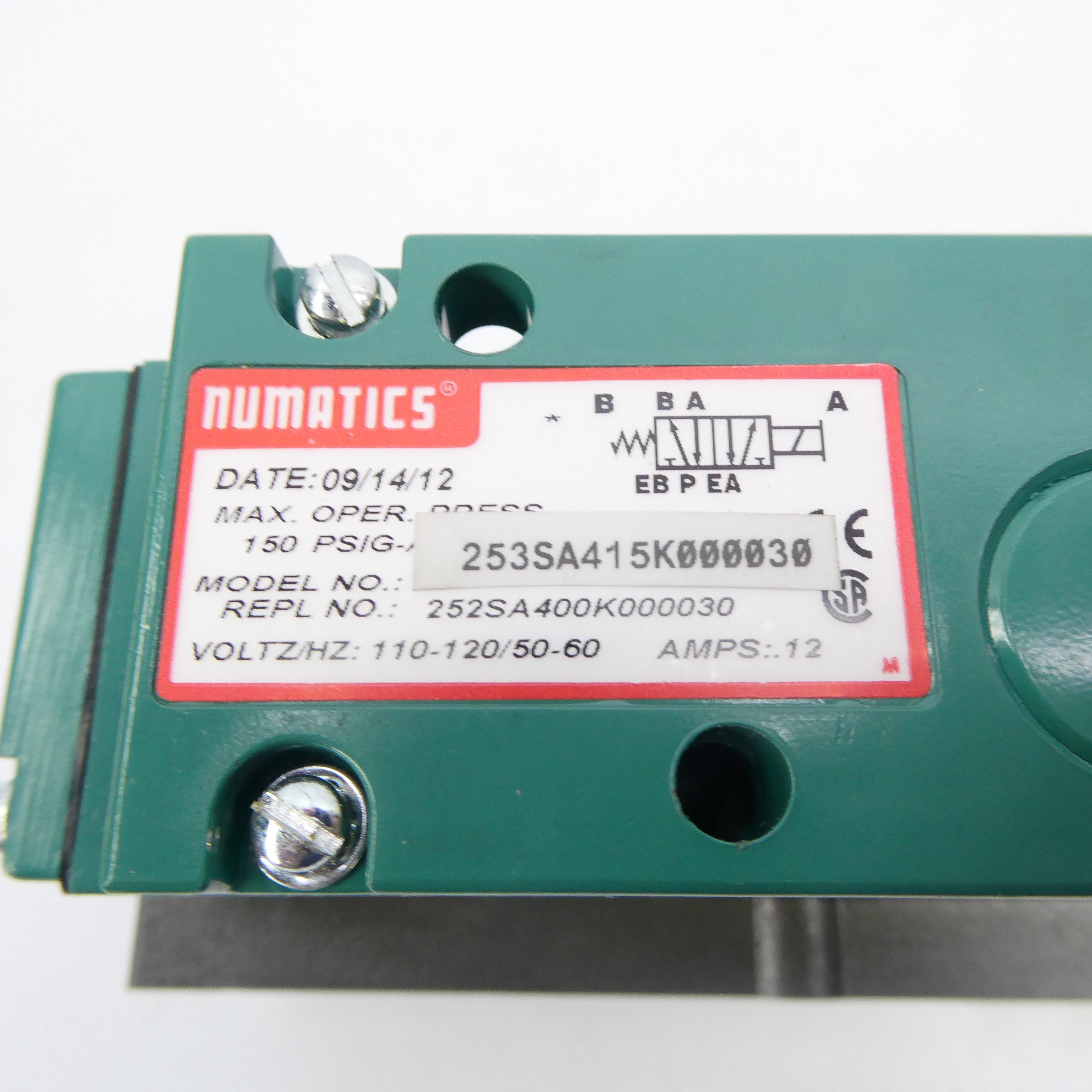NUMATICS 253SA415K000030 110-120V .12A 150PSI NSNP