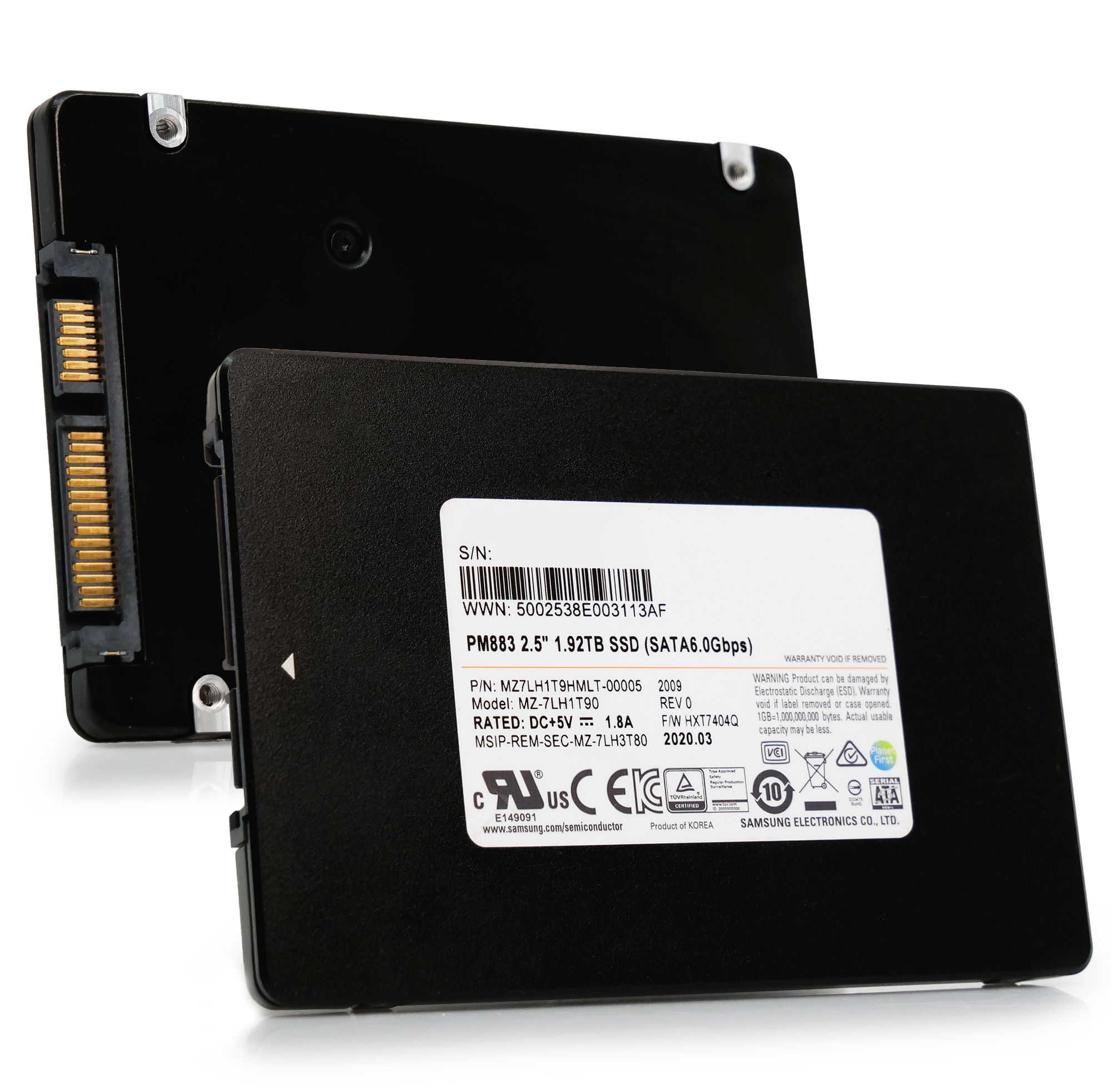 Samsung PM883 MZ7LH1T9HMLT 1.92TB 1.3 DWPD SATA 6Gb/s V-NAND TLC 2.5in Recertified Solid State Drive