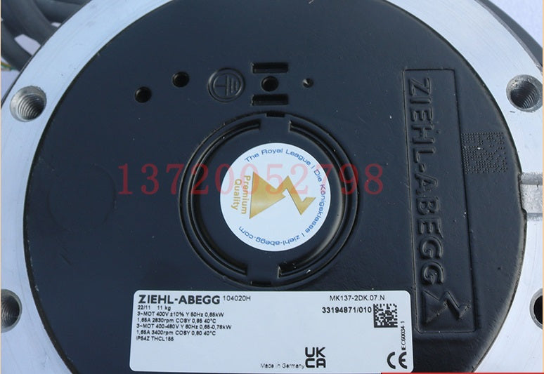 MK137-2DK.07.N ZIEHL-ABEGG centrifugal fan 230V 0.65/0.78kW 1.65A 2830/3400rpm