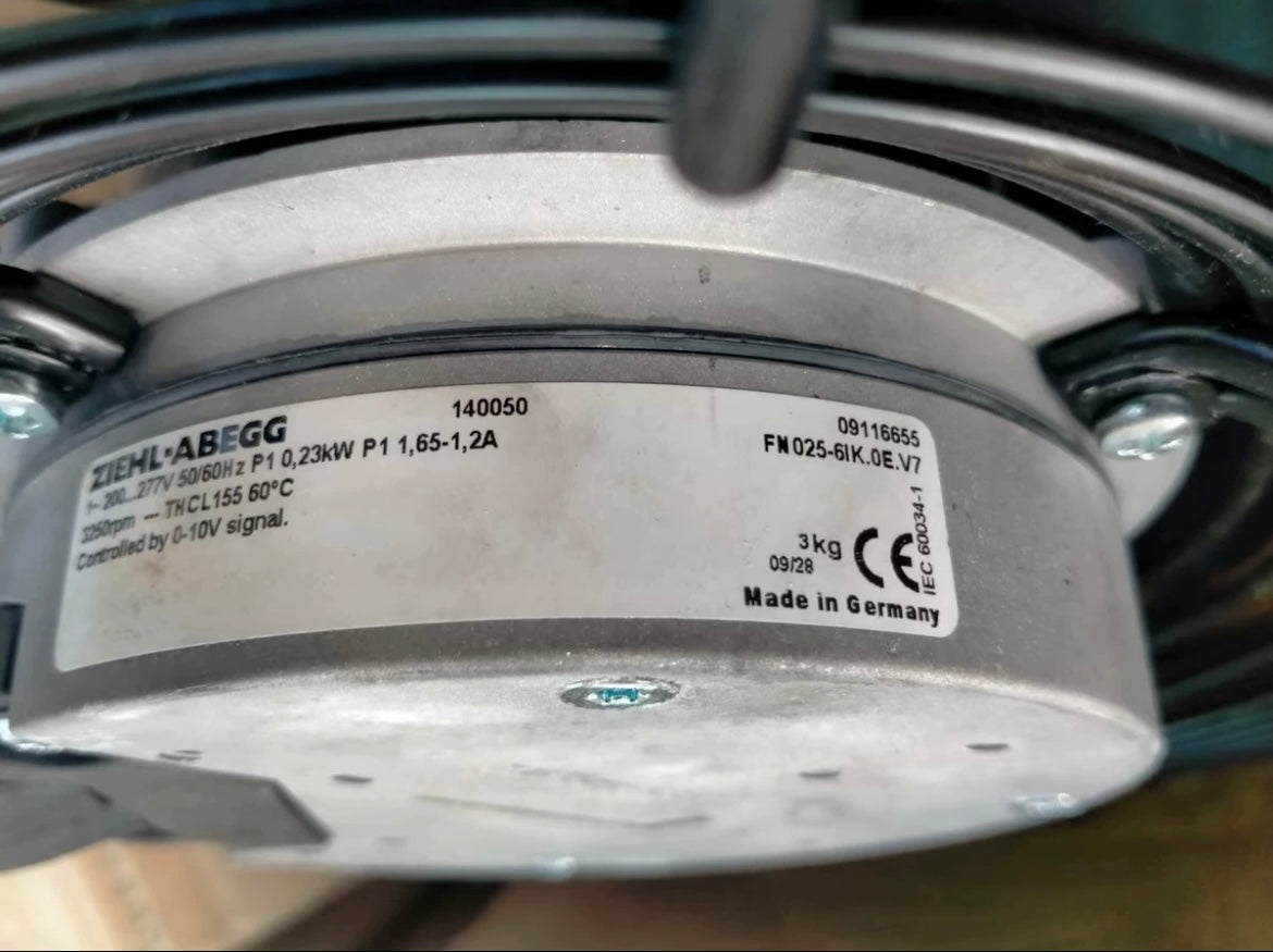 FN025-6IK.0E.V7  ZIEHL-ABEGG Axial Fan 0.23kW 200/277V 1.65/1.2A 3000rpm MK074-6IK.09.L