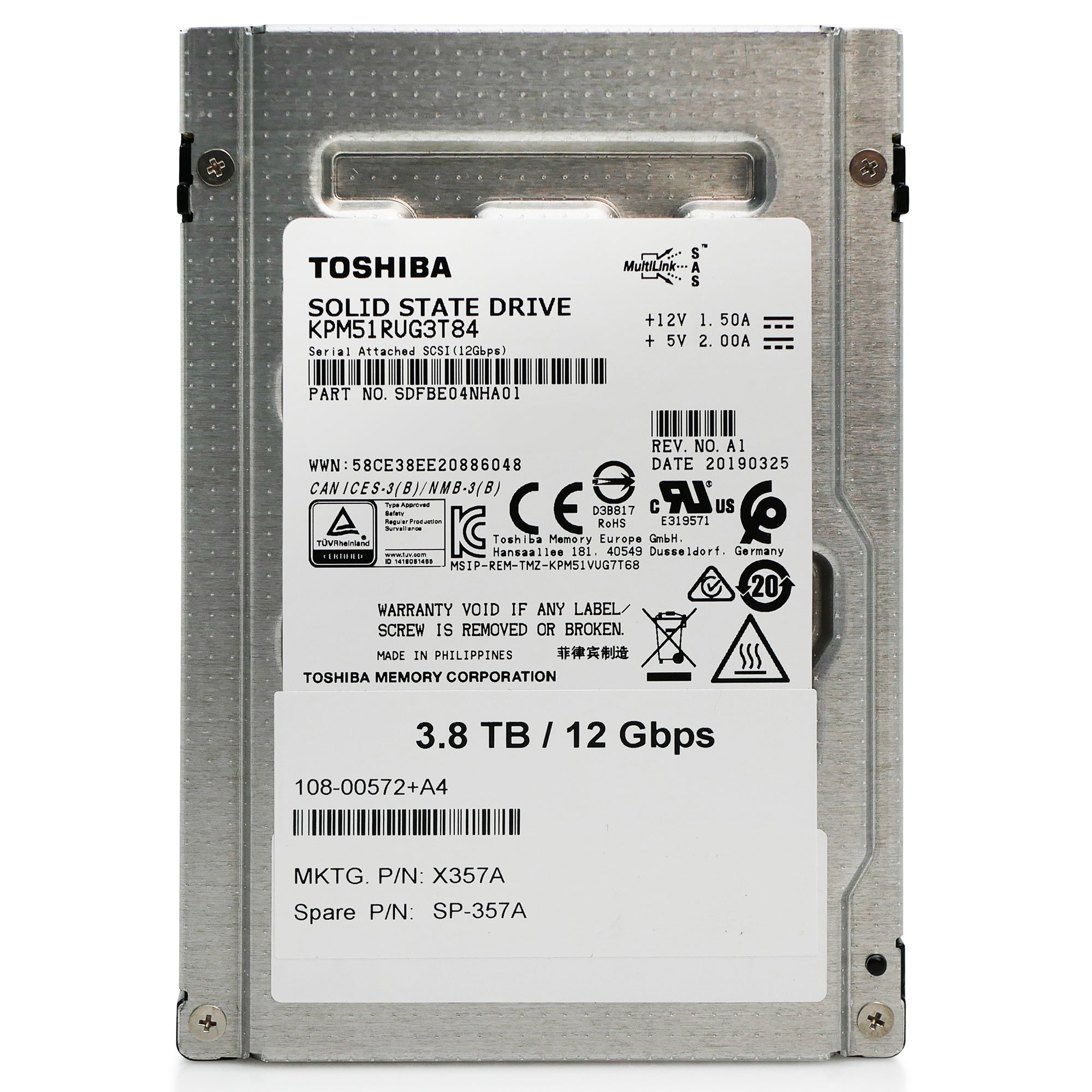 Toshiba KPM51RUG3T84 3.84TB SAS 12Gb/s 2.5" SSD