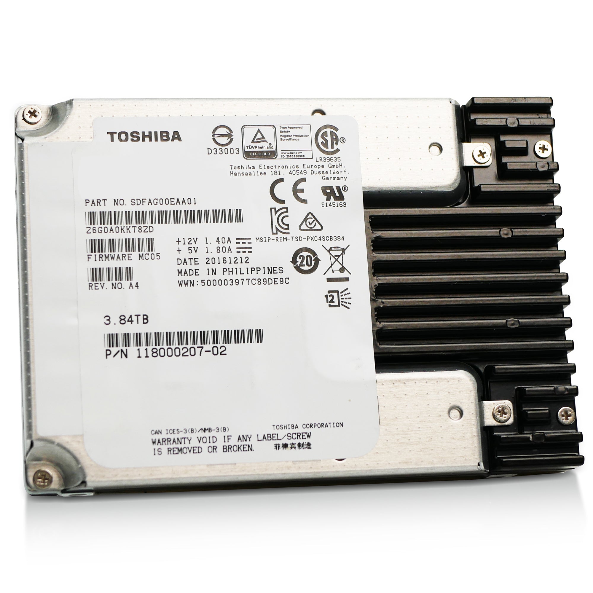 Toshiba Enterprise PX04SRB384 3.84TB 1 DWPD SAS 12Gb/s MLC 2.5in Refurbished SSD