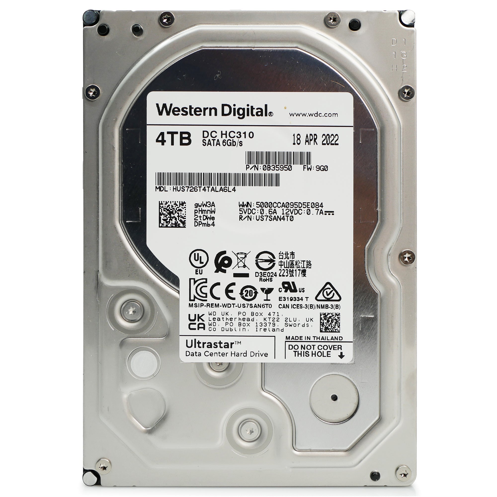 Western Digital Ultrastar DC HC310 HUS726T4TALA6L4 0B35950 4TB 7.2K RPM SATA 6Gb/s 512n 256MB 3.5" SE Hard Drive