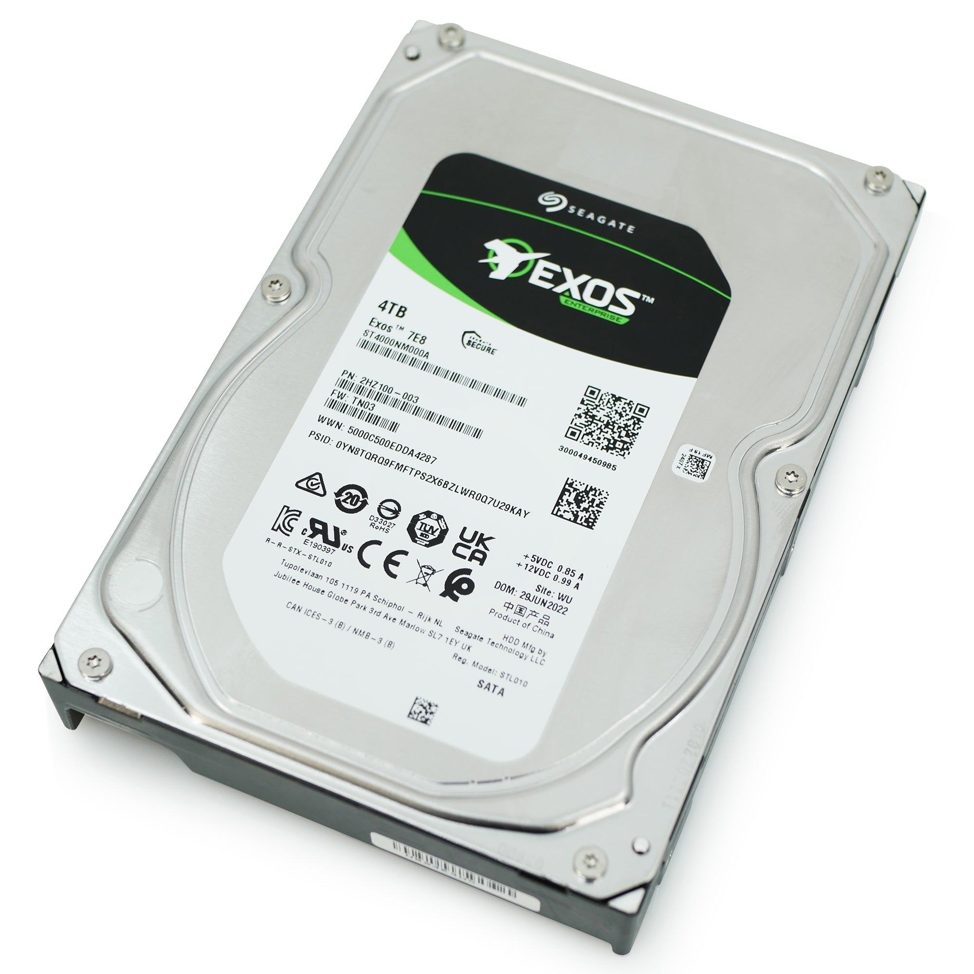 Seagate Exos 7E8 ST4000NM000A 4TB 7.2K RPM SATA 6Gb/s 512n 3.5in Hard Drive