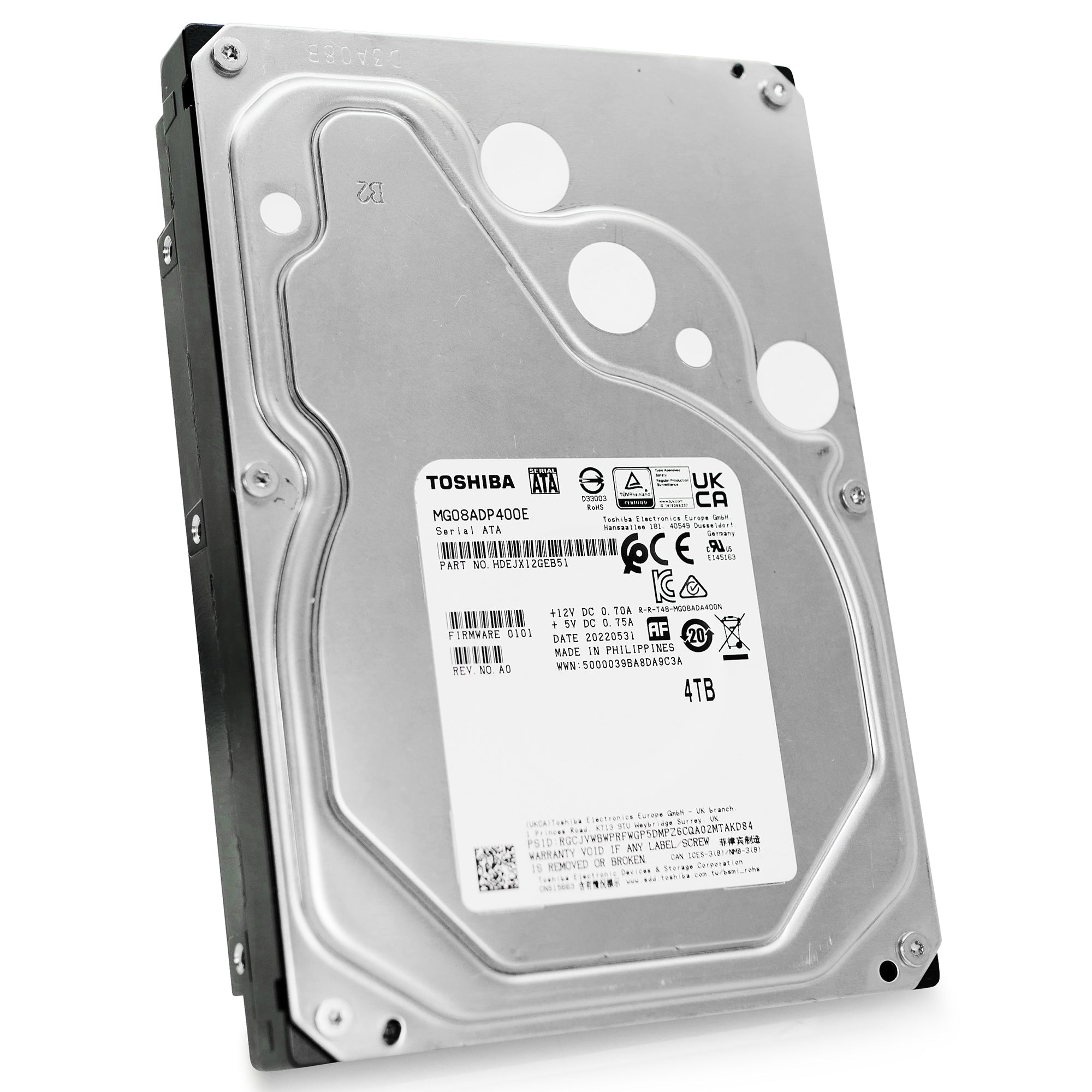Toshiba MG08-D MG08ADP400E 4TB 7.2K RPM SATA 6Gb/s 512e 3.5in Hard Drive