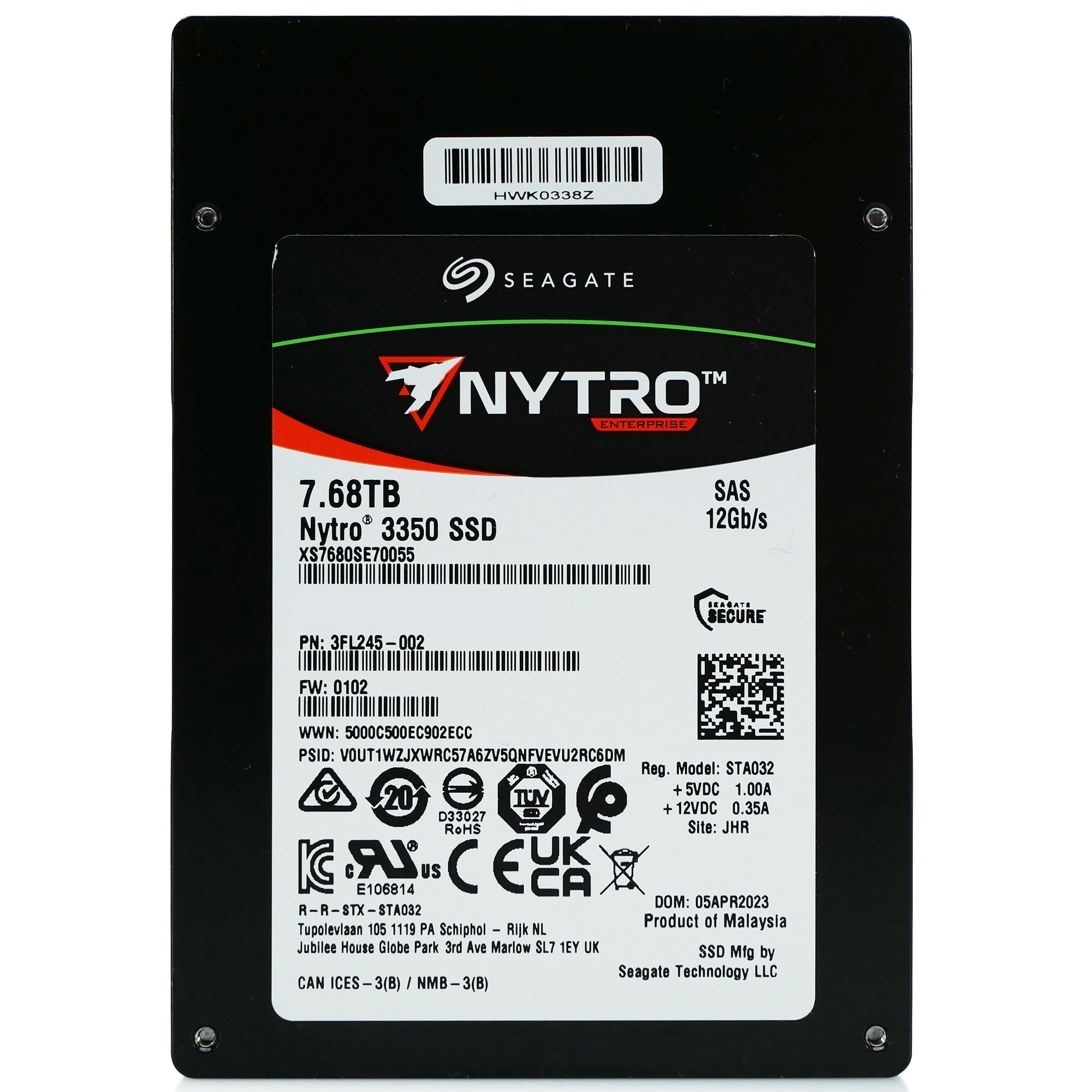 Seagate Nytro 3332 XS7680SE70055 7.68TB 1 DWPD SAS 12Gb/s 3D TLC 2.5in Solid State Drive