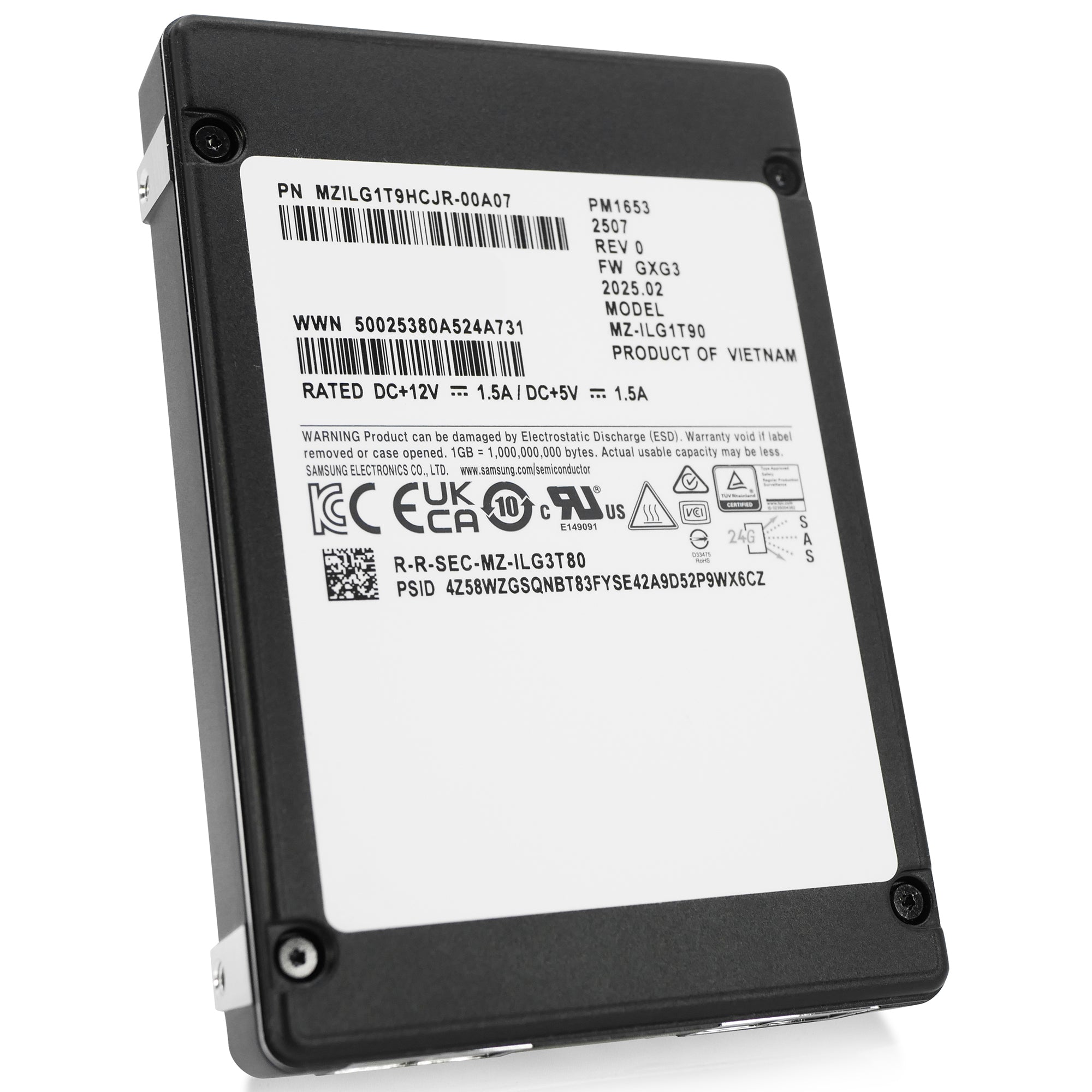 Samsung PM1653 MZILG1T9HCJR 1.92TB 1 DWPD SAS-4 24Gb/s V-NAND TLC 2.5in Solid State Drive