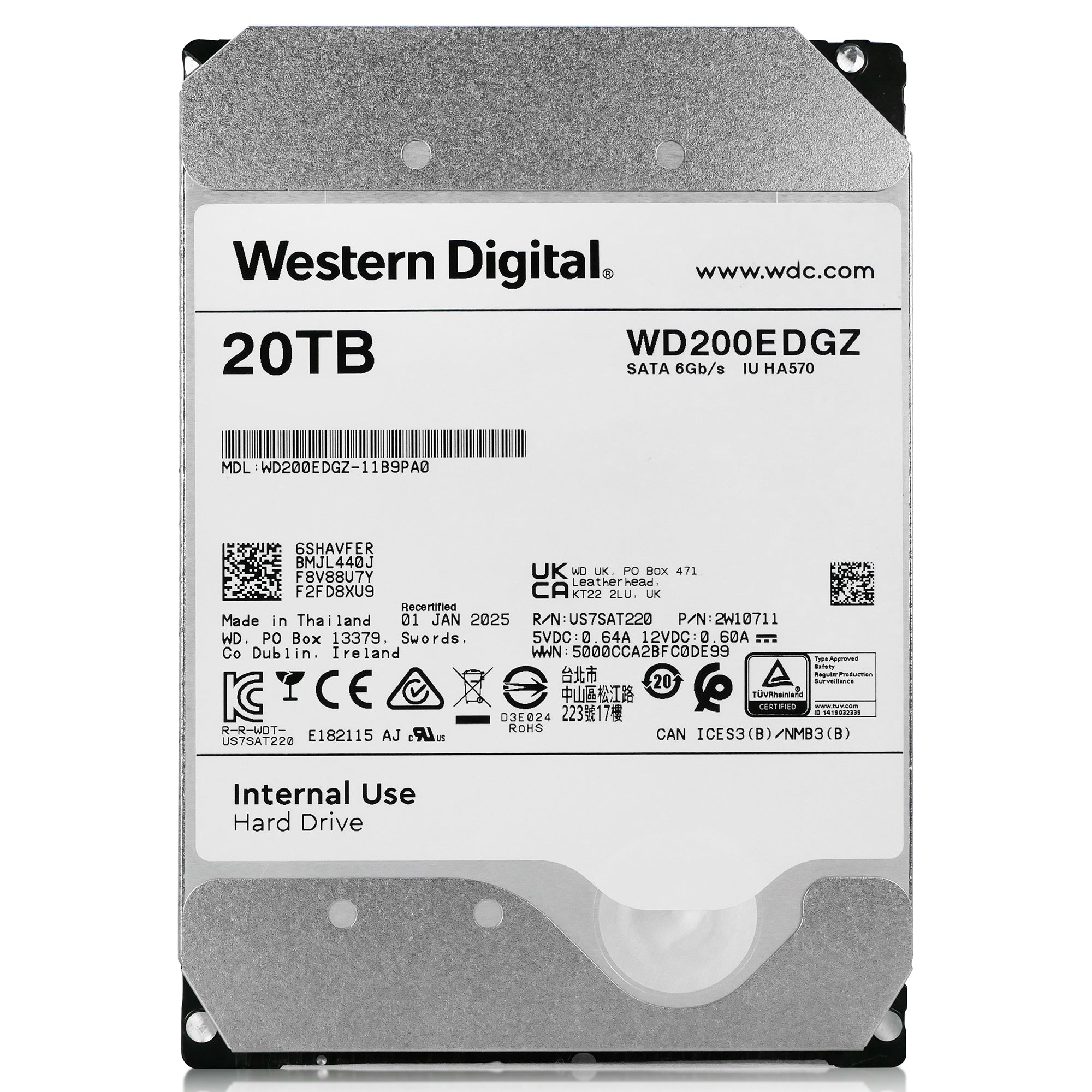 Western Digital WD200EDGZ 20TB 7.2K RPM SATA 6Gb/s 512e 3.5in Recertified Hard Drive