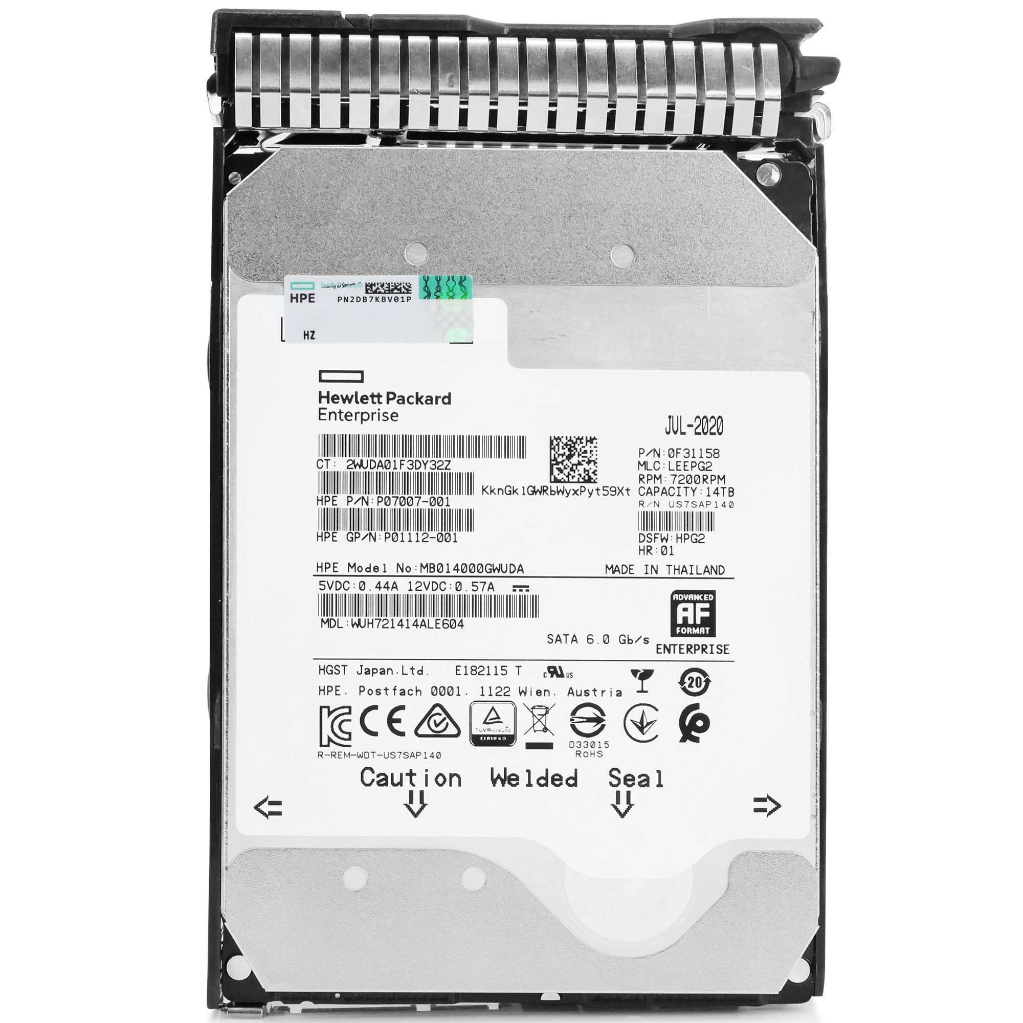 HP Generation 8 MB014000GWUDA P07007-001 14TB 7.2K RPM SATA 6Gb/s 512e 3.5in Refurbished HDD