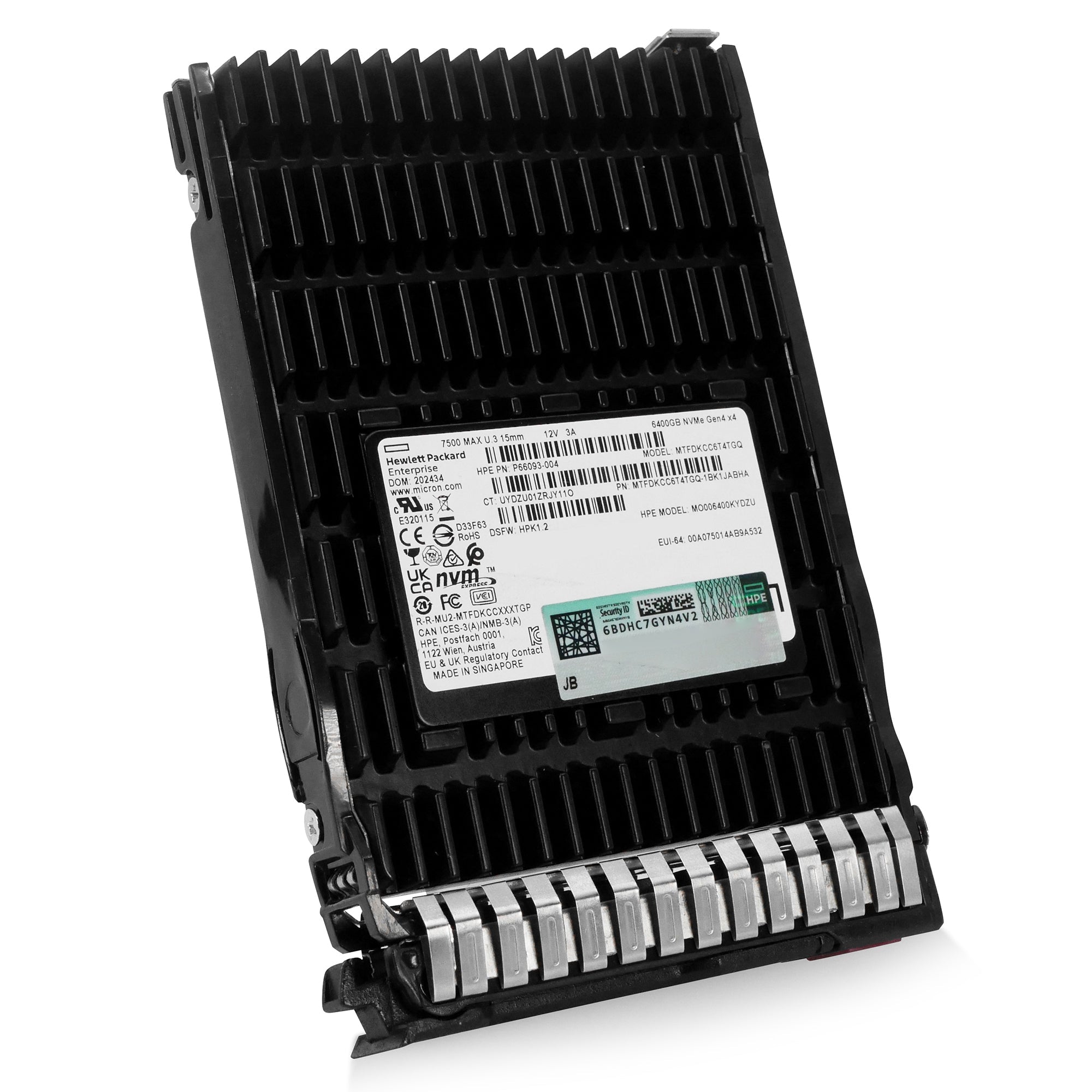 HP Generation 8 P66093-004 6.4TB 3 DWPD PCIe Gen 4.0 x4 8GB/s 3D TLC U.3 NVMe 2.5in Solid State Drive