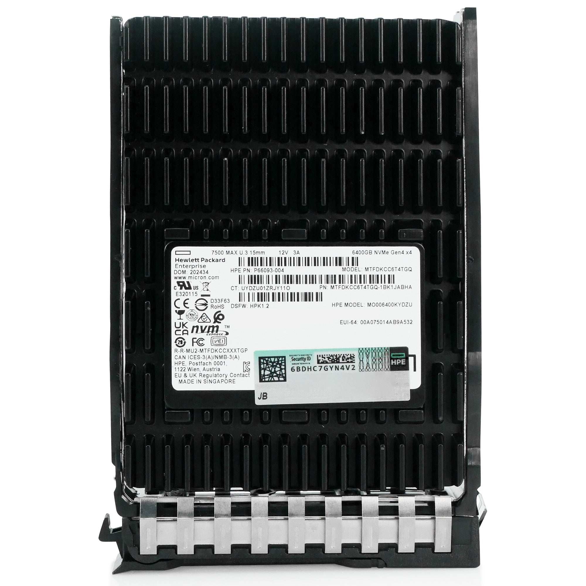 HP Generation 11 P66093-004 6.4TB 3 DWPD PCIe Gen 4.0 x4 8GB/s 3D TLC U.3 NVMe 2.5in Refurbished SSD