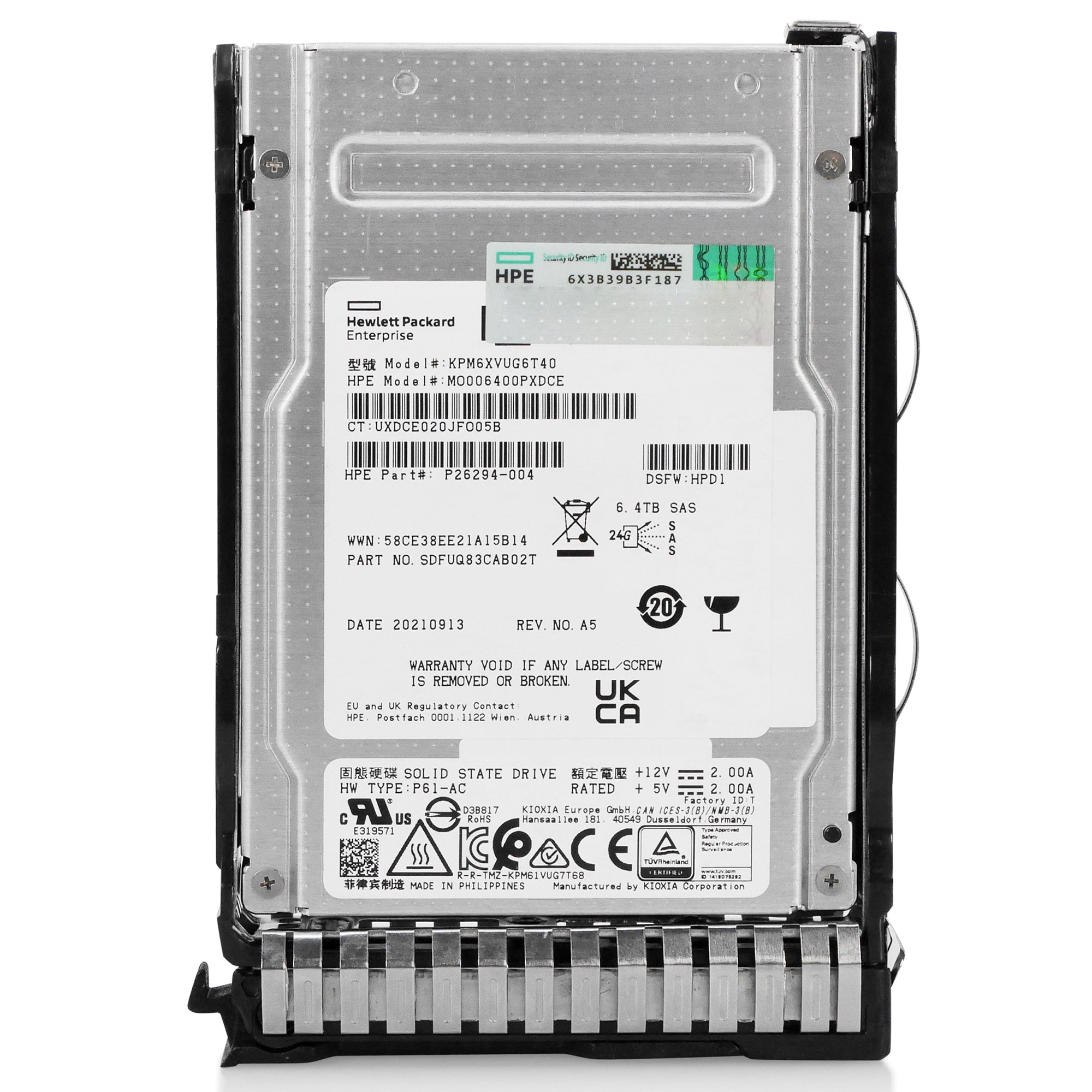 HP Generation 8 MO006400PXDCE P26294-004 6.4TB 3 DWPD SAS-4 24Gb/s 3D TLC 2.5in Solid State Drive
