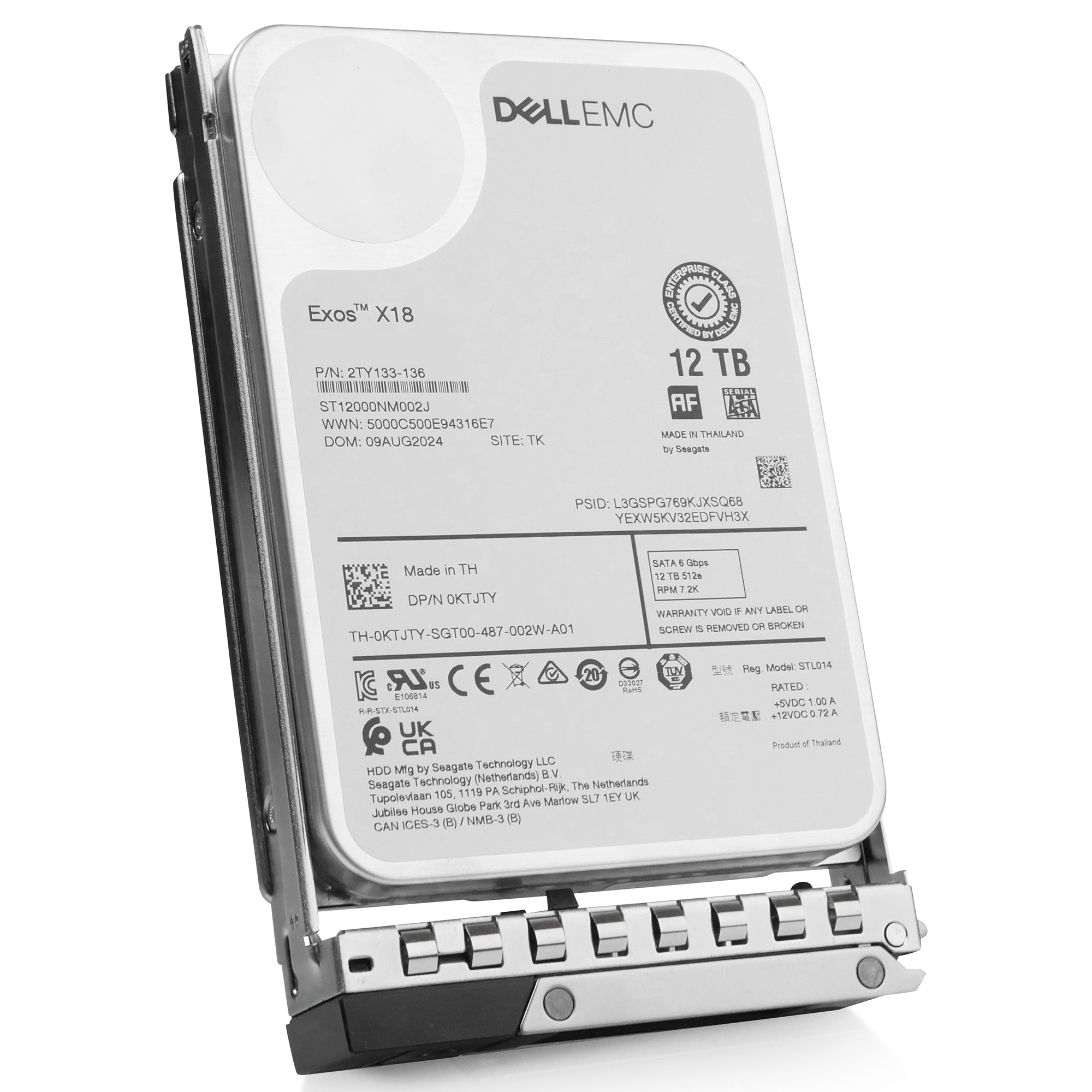 Dell G14 400-AWMU 12TB 7.2K RPM SATA 6Gb/s 512e 3.5in Refurbished HDD