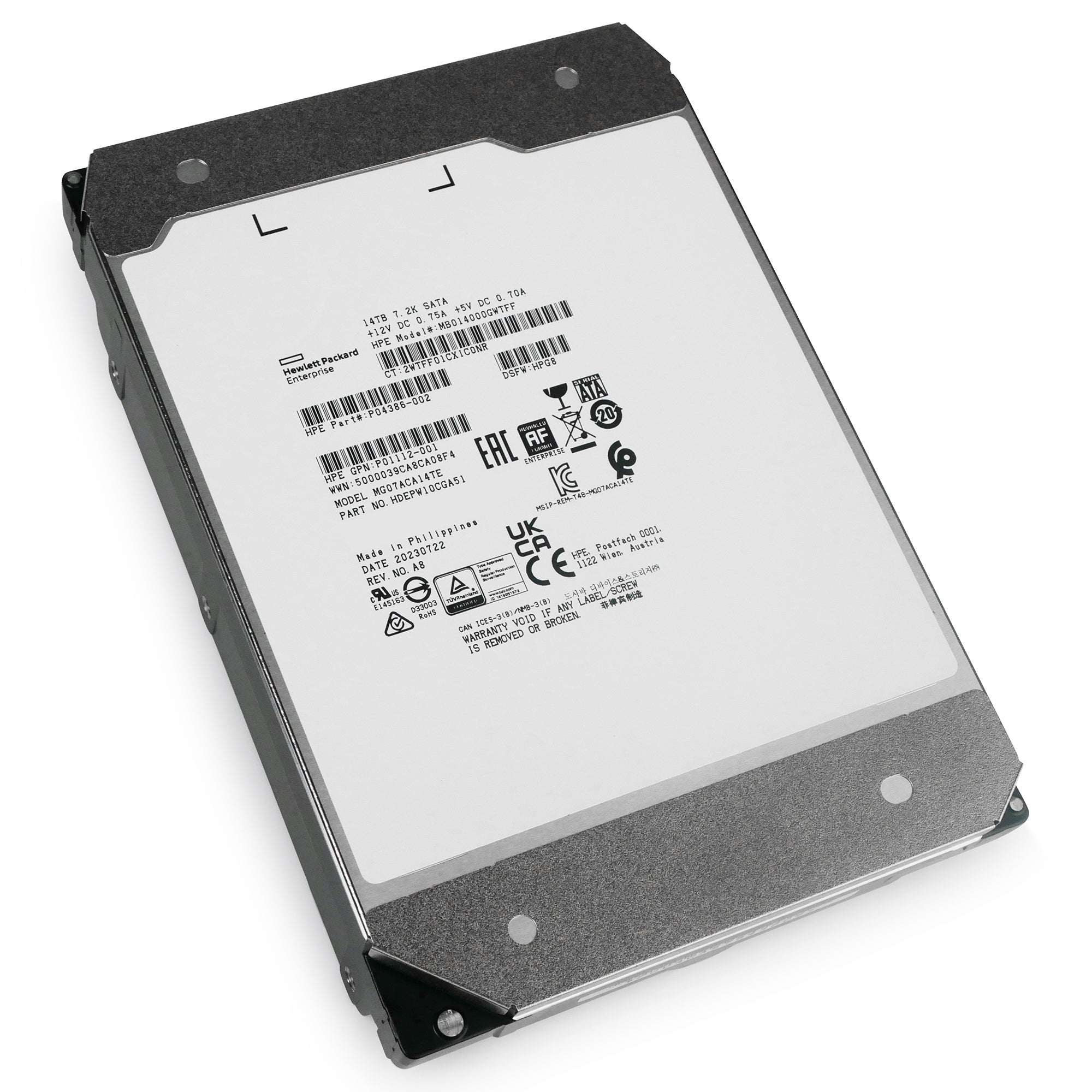 HP/Toshiba MG07 MG07ACA14TE 14TB 7.2K RPM SATA 6Gb/s 512e 3.5in Power Disable Hard Drive