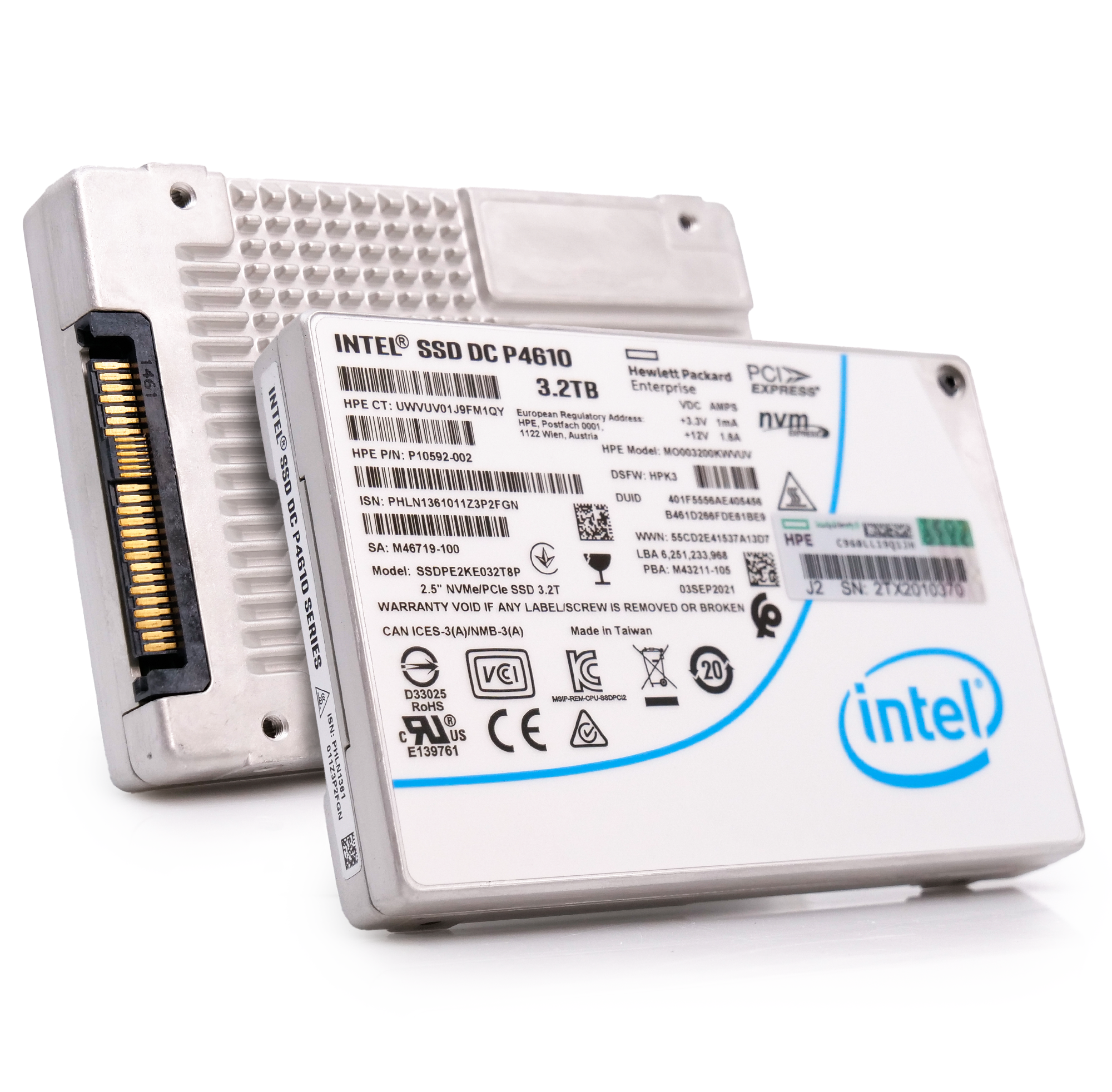 Intel SSDPE2KE032T8P 3.2TB 3 DWPD PCIe Gen 3.1x4 NVMe 4GB/s Mixed Use 3D TLC 2.5in Enterprise Solid State Drive