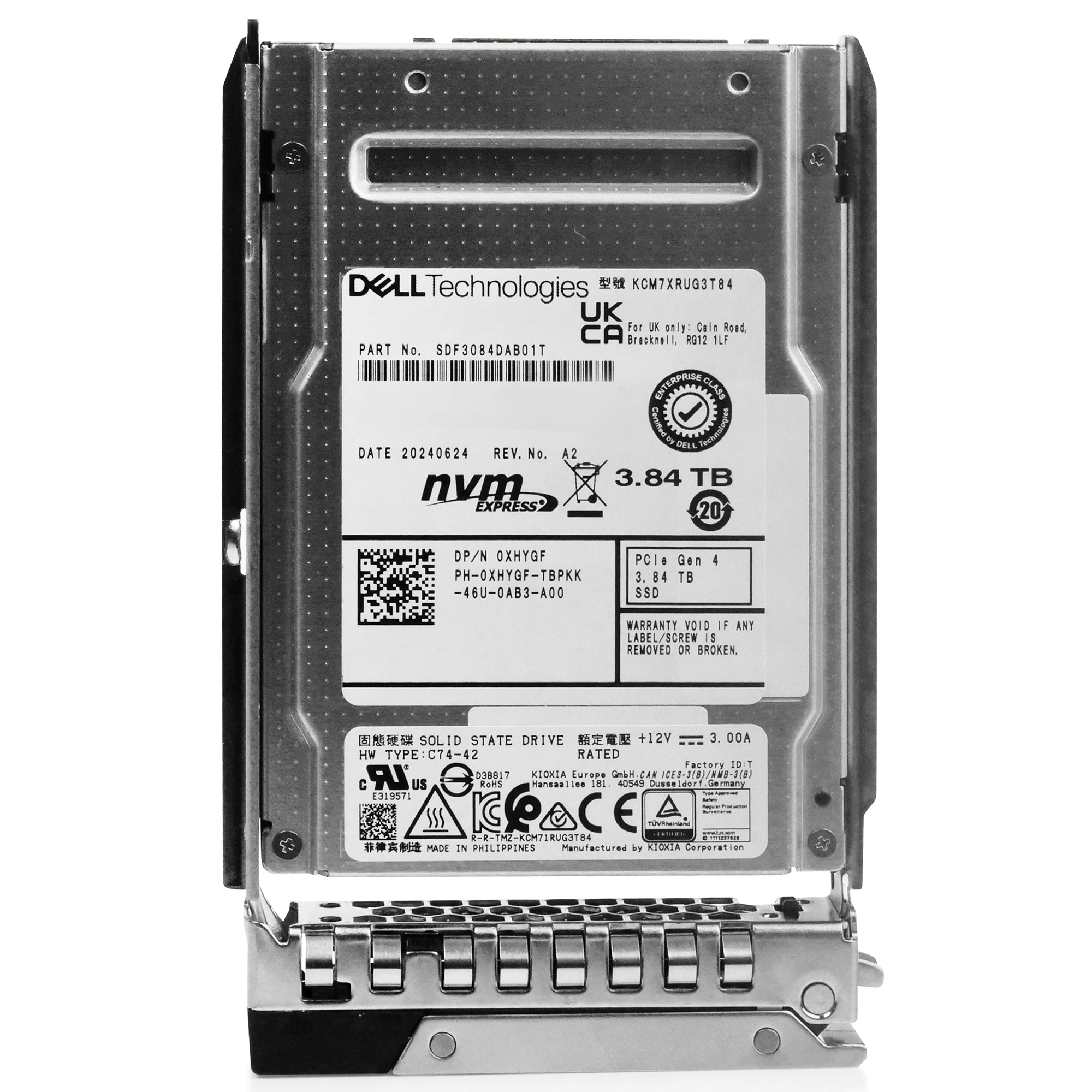 Dell G14 021RRY 3.84TB 1 DWPD PCIe Gen 4.0 x4 8GB/s Read-Intensive 3D TLC U.2 NVMe 2.5in Solid State Drive