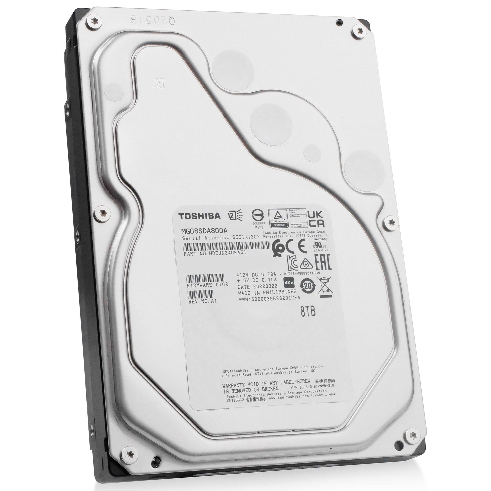 Toshiba MG08 MG08SDA800A 8TB 7.2K RPM SAS 12Gb/s 4Kn 3.5in Hard Drive