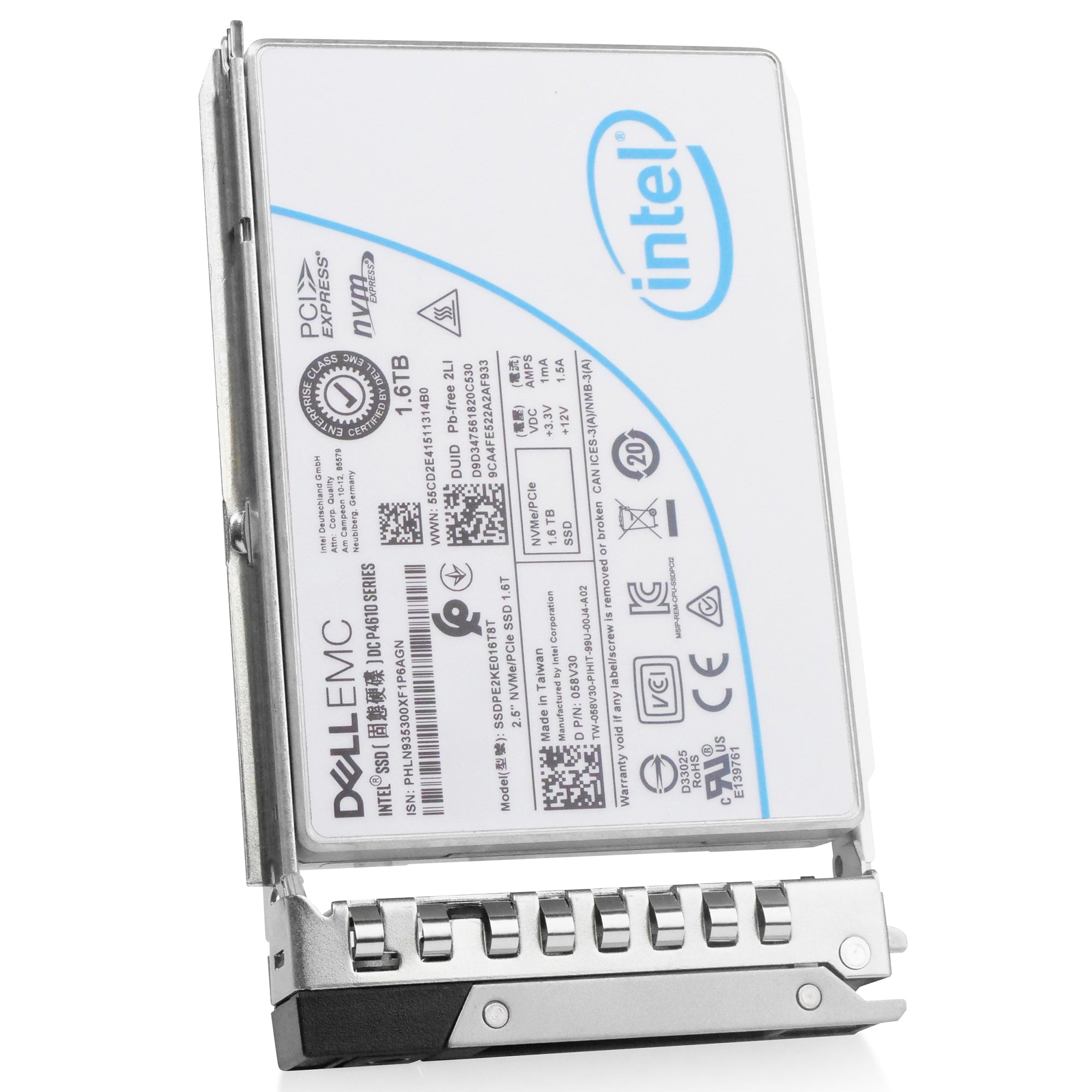 Dell G14 1HYKD 1.6TB 3 DWPD PCIe Gen 3.1 x4 4GB/s Mixed-Use 3D TLC U.2 NVMe 2.5in Refurbished SSD