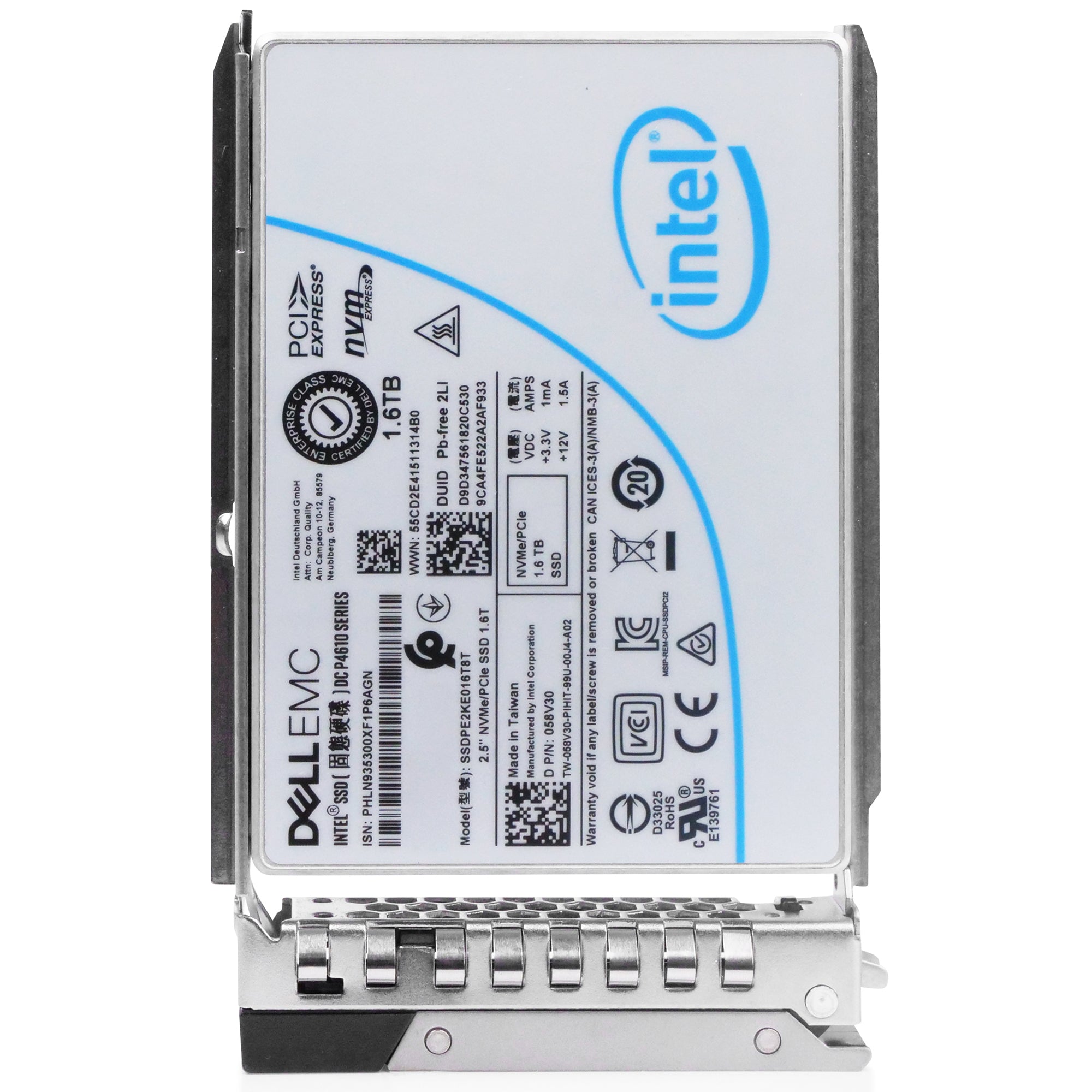 Dell G14 400-BKFK 1.6TB 3 DWPD PCIe Gen 3.1 x4 4GB/s Mixed-Use 3D TLC U.2 NVMe 2.5in Refurbished SSD