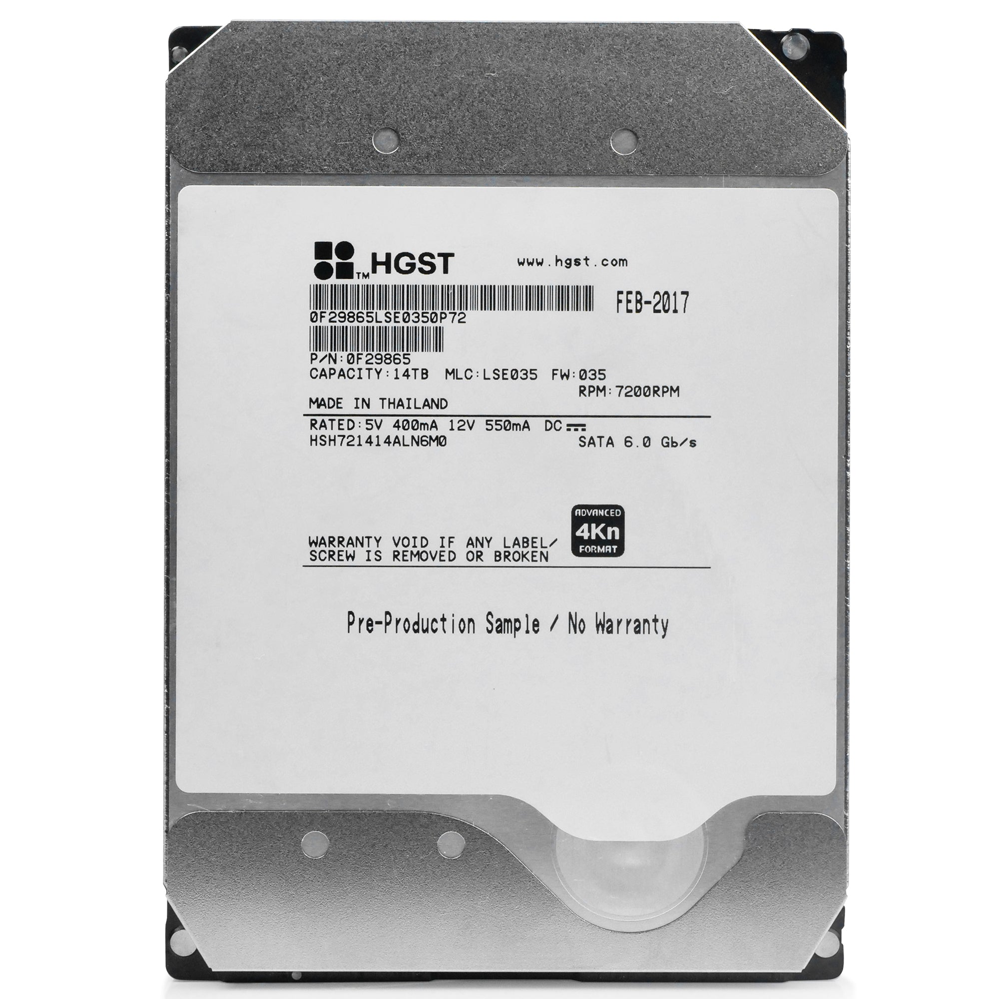 HGST Ultrastar Hs14 HSH721414ALN6M0 0F29865 14TB 7.2K RPM SATA 6Gb/s 4Kn Host Managed SMR 3.5in Refurbished HDD