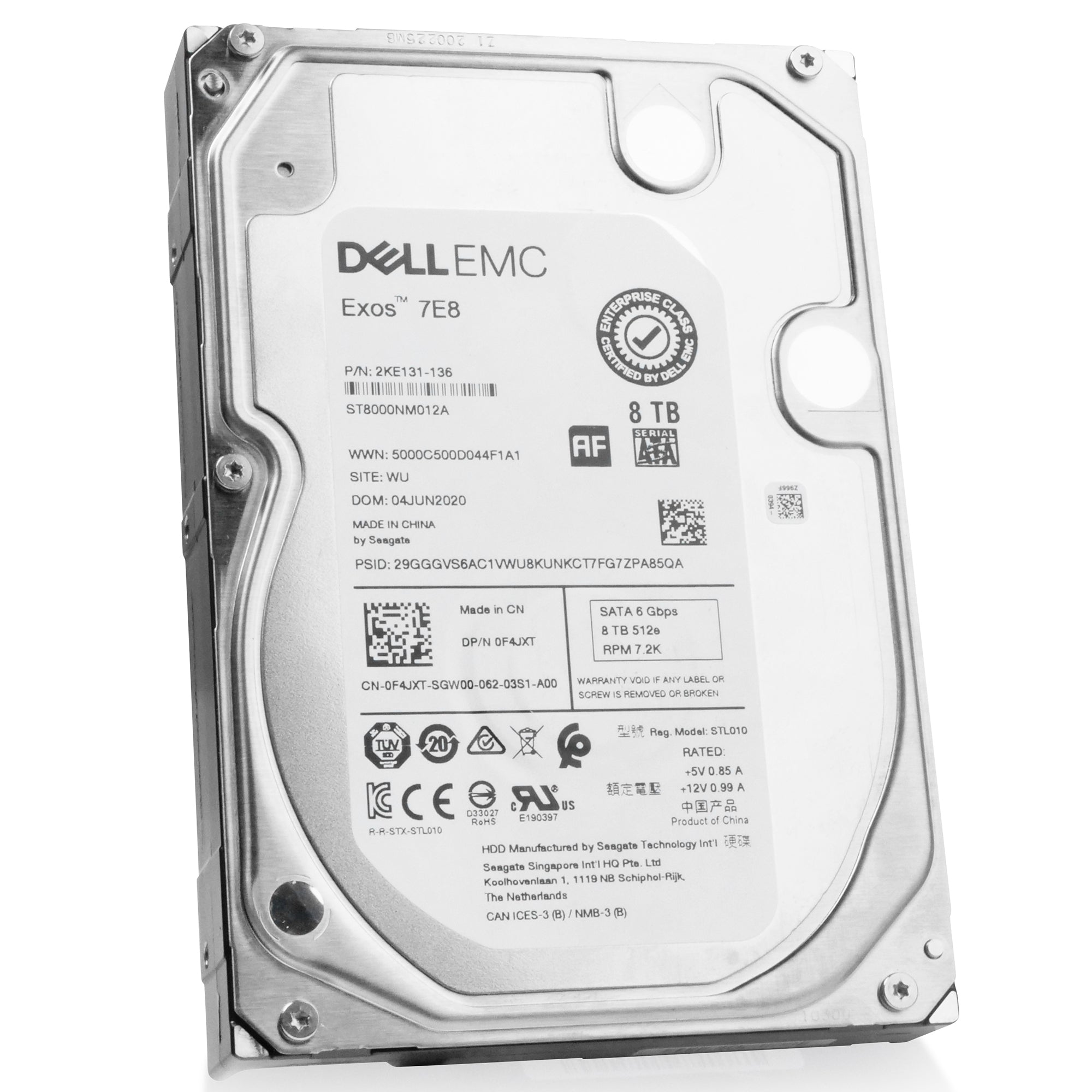 Dell/Seagate Exos 7E8 ST8000NM012A 8TB 7.2K RPM SATA 6Gb/s 512e 3.5in Refurbished HDD