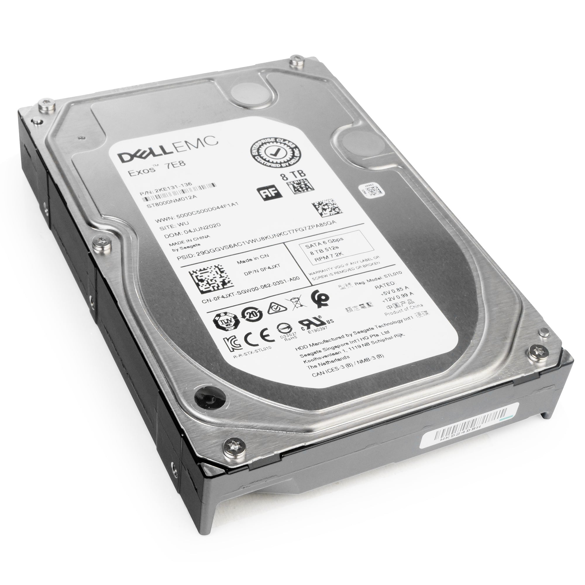 Dell/Seagate Exos 7E8 ST8000NM012A 8TB 7.2K RPM SATA 6Gb/s 512e 3.5in Refurbished HDD