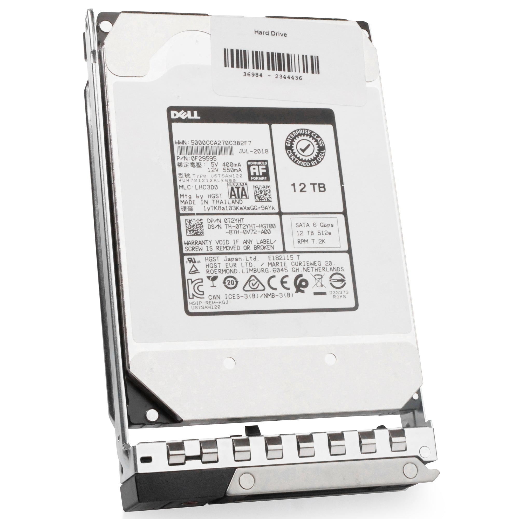 Dell G14 400-BDKT 12TB 7.2K RPM SATA 6Gb/s 512e 3.5in Refurbished HDD