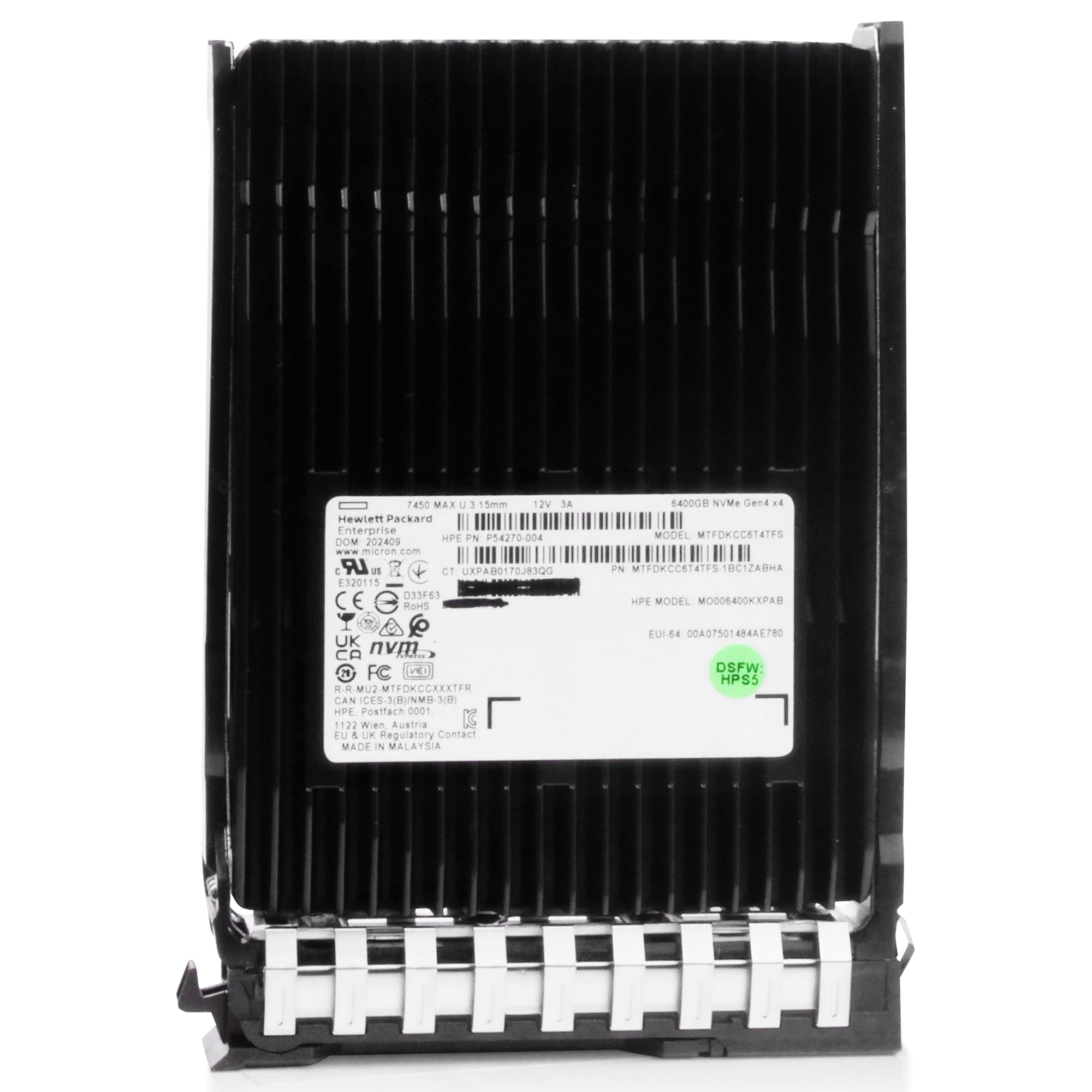 HP G11 MO006400KXPAB P54270-004 6.4TB 3 DWPD PCIe Gen 4.0 x4 8GB/s 3D TLC U.3 NVMe 2.5in Solid State Drive