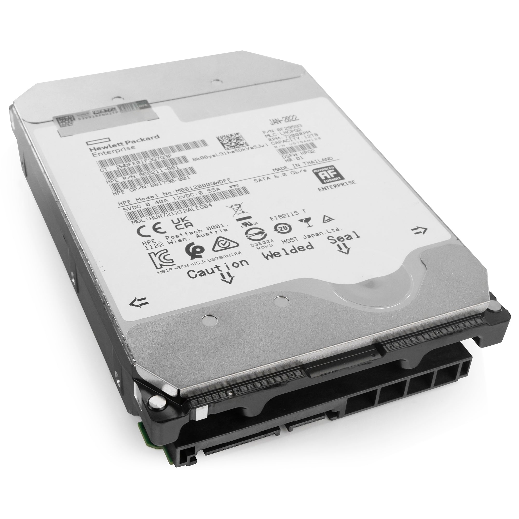 HP/Western Digital Ultrastar DC HC520 HUH721212ALE604 0F29593 12TB 7.2K RPM SATA 6Gb/s 512e 3.5in Refurbished HDD