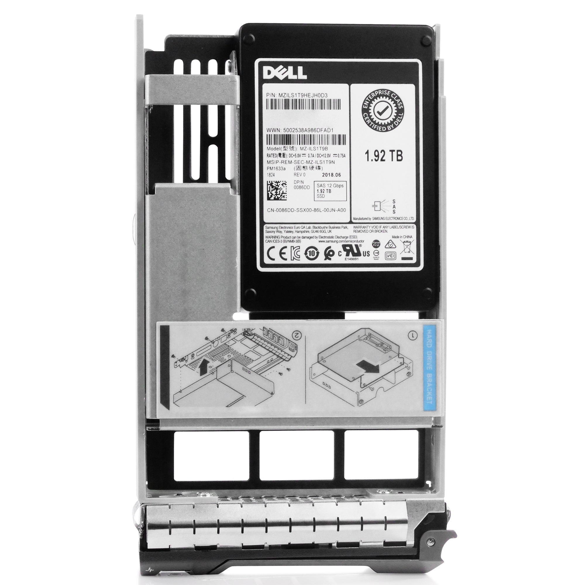Dell G13 0086DD 1.92TB 1 DWPD SAS 12Gb/s 3D TLC V-NAND Hybrid 3.5in Refurbished SSD
