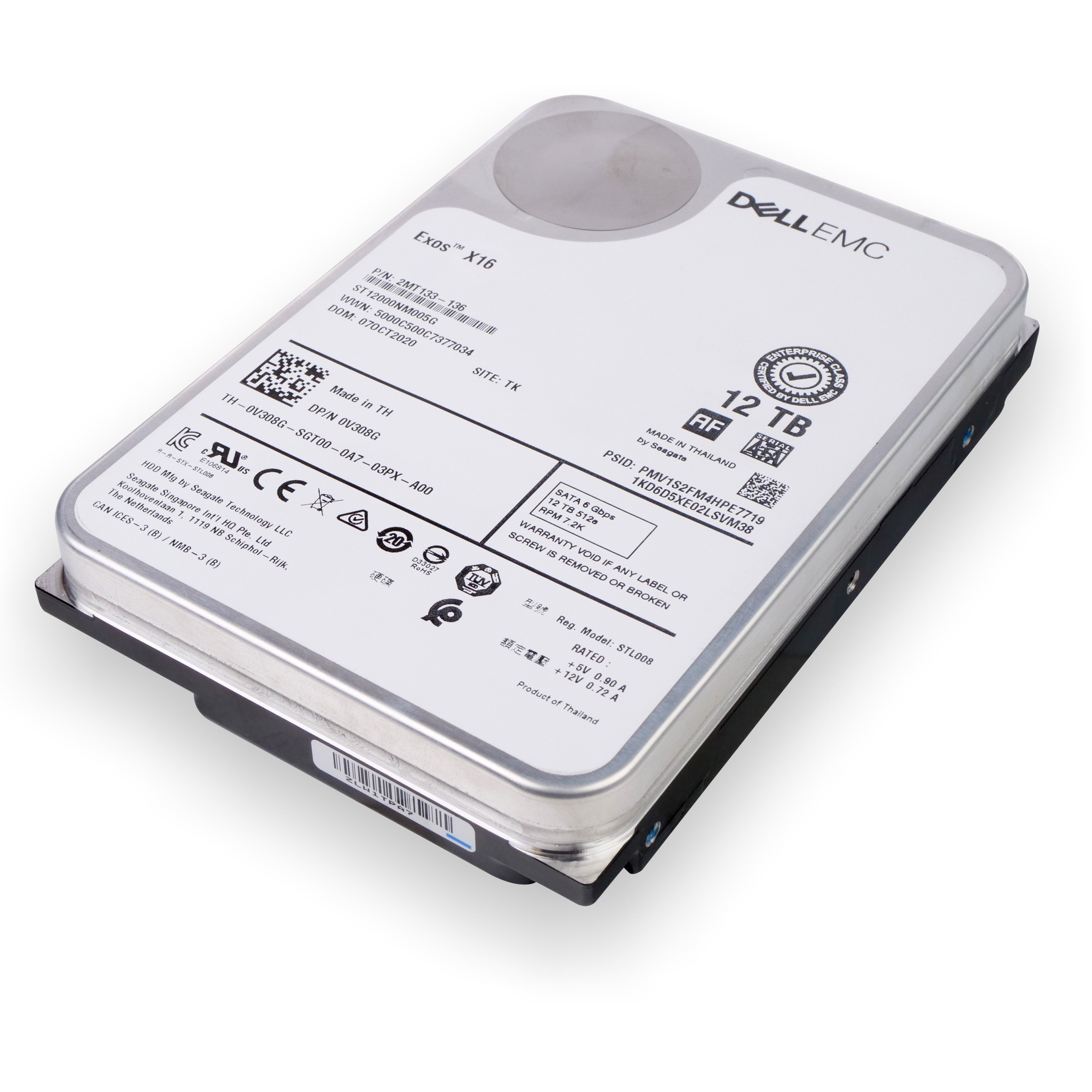 Dell/Seagate Exos X16 ST12000NM005G 12TB 7.2K RPM SATA 6Gb/s 512e 3.5in Refurbished HDD